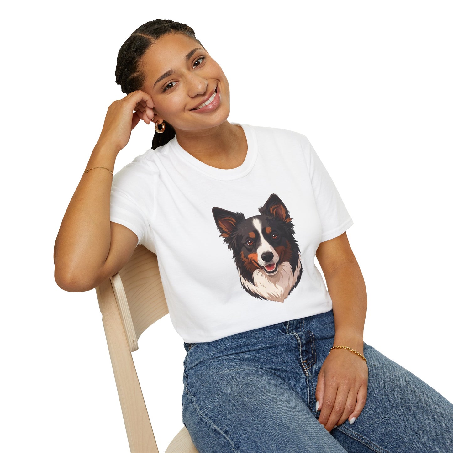 Border Collie Dog Portrait Shirt – Border Collie Dog Lover Gift, Cute Dog Mom Tee, Dog Dad Shirt, Pet Breed Apparel