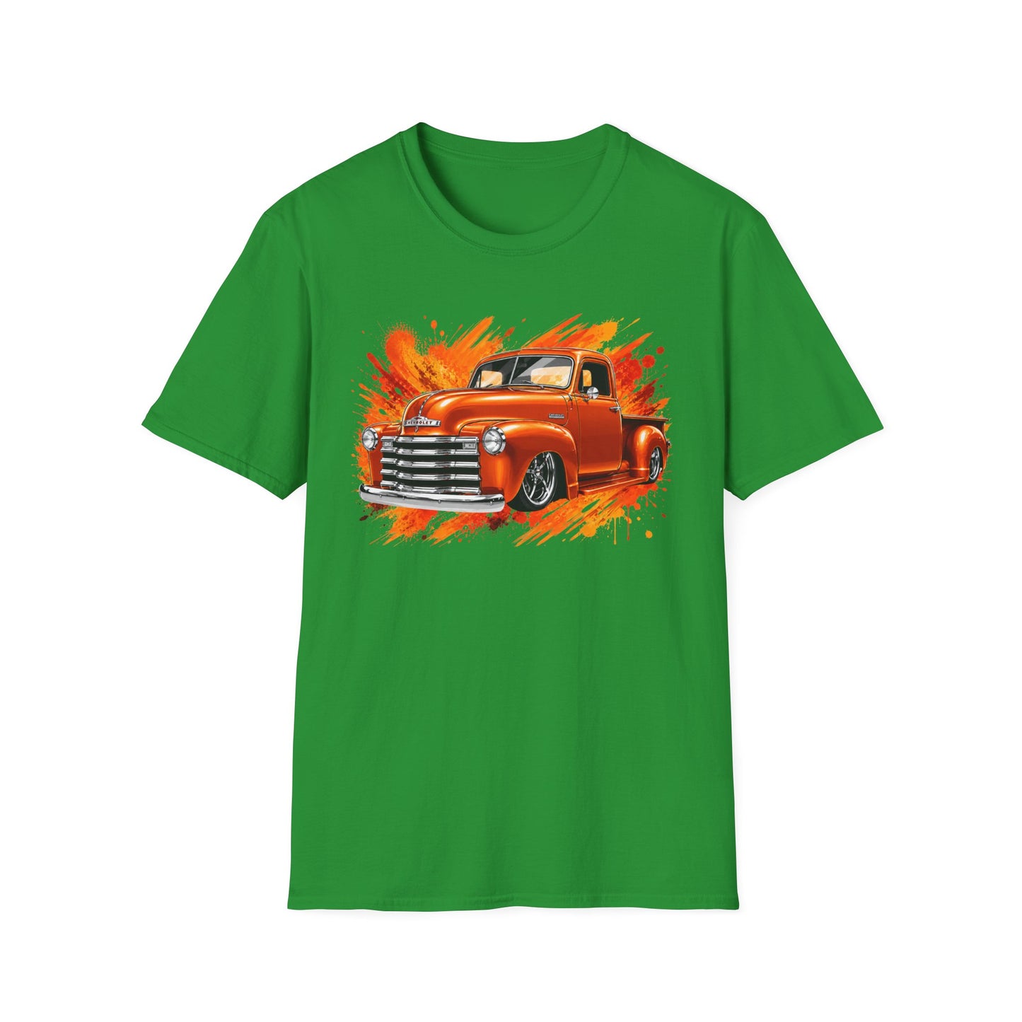 Orange Classic Truck T-Shirt, Vintage Pickup Graphic Tee, Custom Truck Shirt for Car Lovers