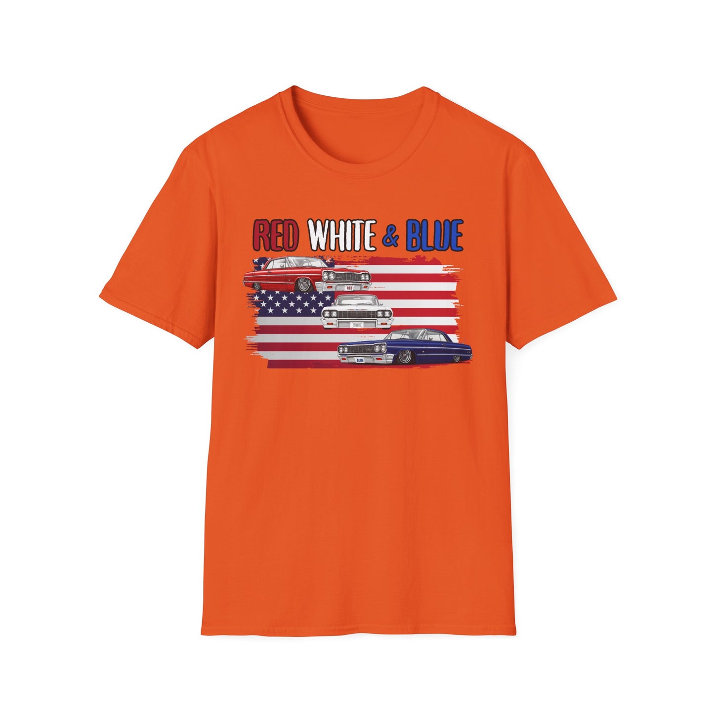Patriotic Lowrider Shirt, Red White and Blue Car Tee, Classic Car Shirt, 4th of July Car Lover Gift, Unisex Auto Tee