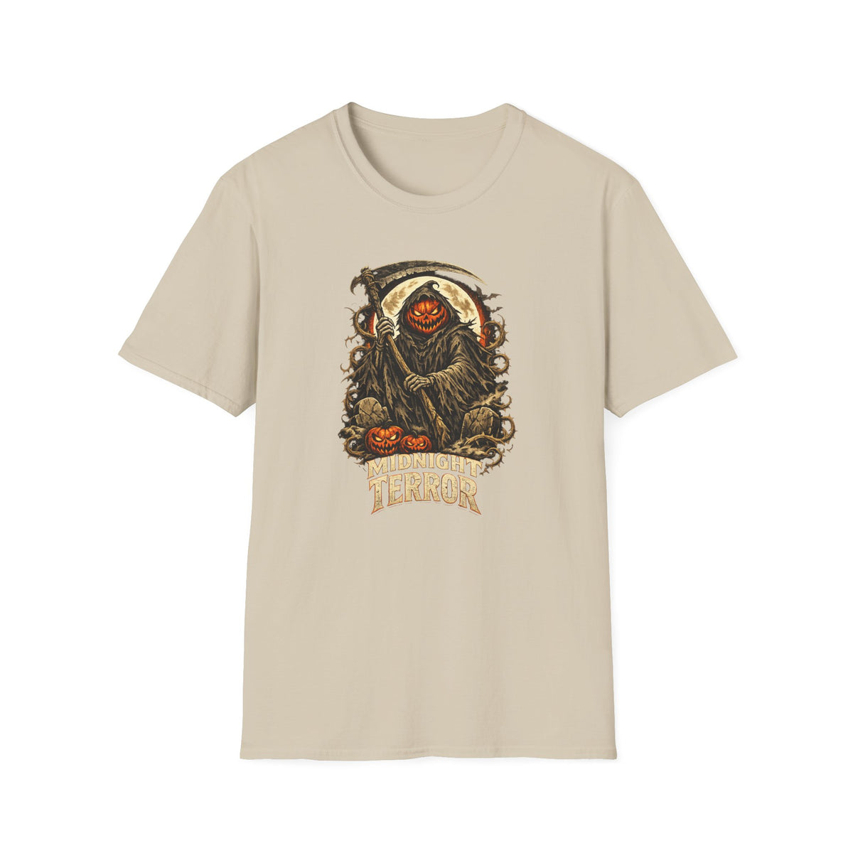 Halloween Horror Shirt, Midnight Terror T-Shirt, Pumpkin Reaper Tee, Scary Spooky Season Shirt, Haunted Halloween Gift