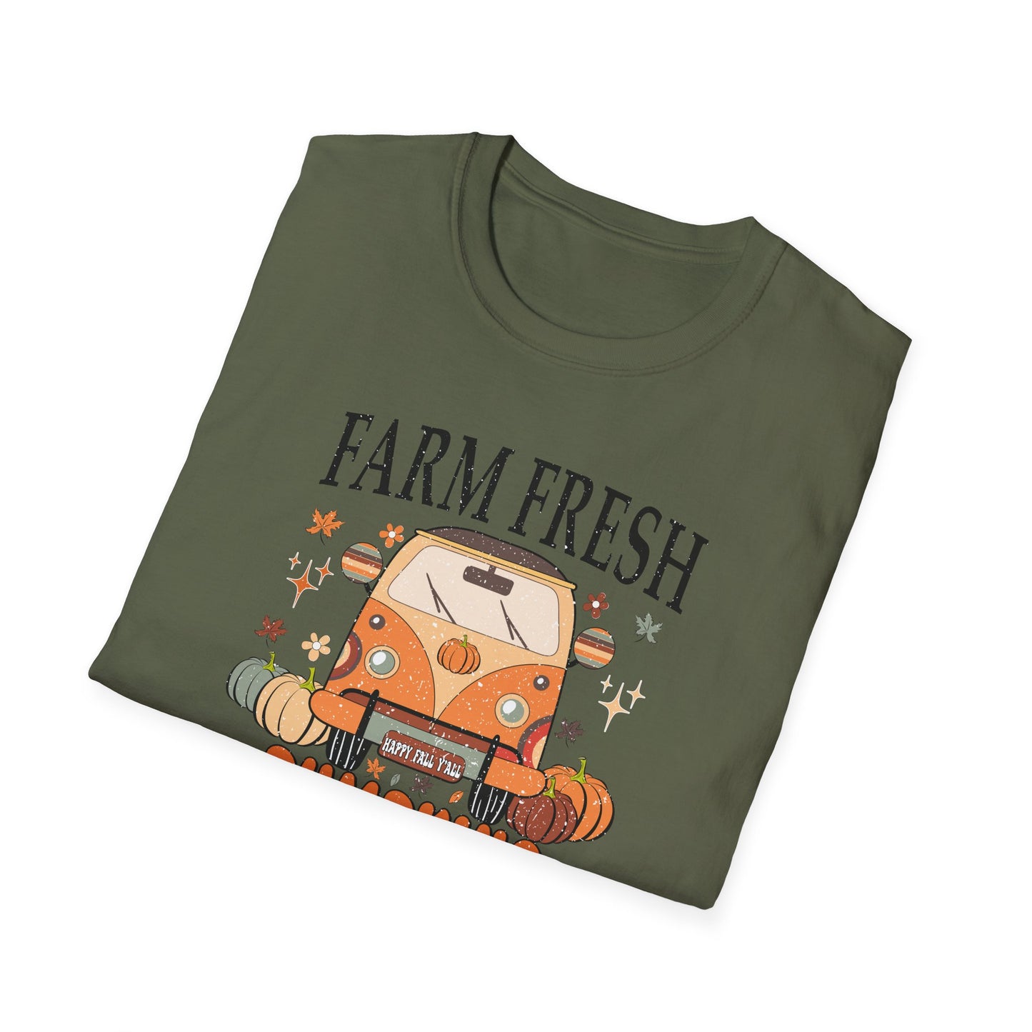 Farm Fresh Pumpkin Happy Fall Yall T-Shirt - Women's Autumn Tee, Thanksgiving Shirt, Pumpkin Thanksgiving Tee, Cozy Fall Tee for Her
