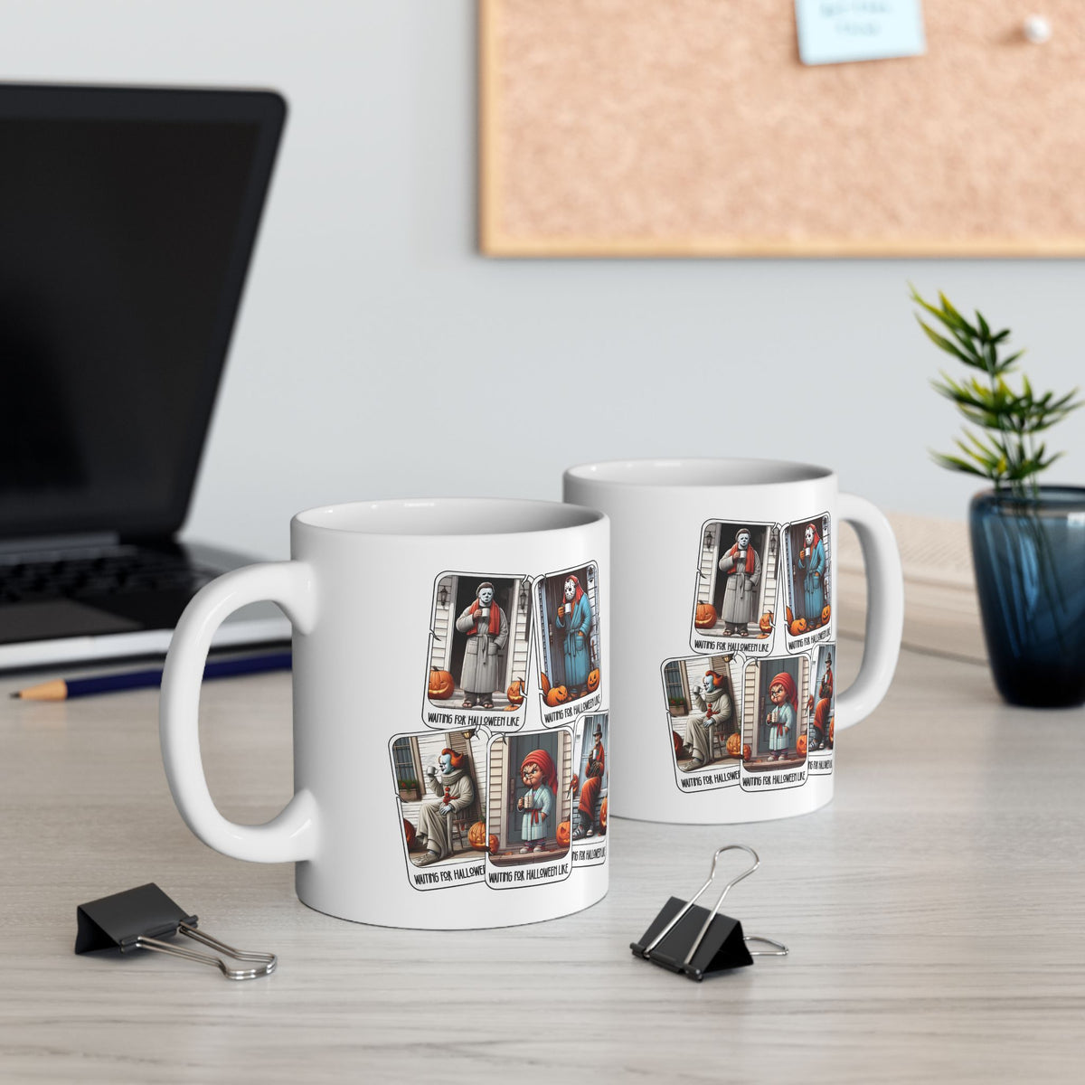 Horror Movie Villains waiting for Halloween  Mug - Halloween Horror Lovers, Coffee Lovers, Spooky Gifts, Unique Home Decor, 11oz 15oz