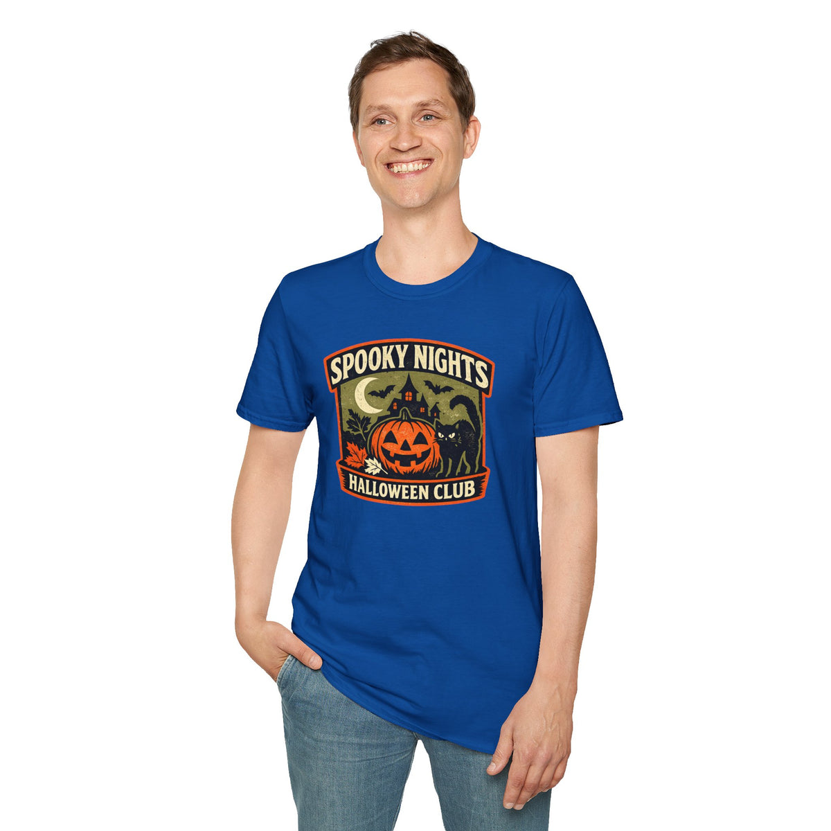Halloween Black Cat Shirt, Spooky Nights Halloween Club Tee, Pumpkin Cat T-Shirt, Cute Halloween Shirt, Fall Graphic Tee