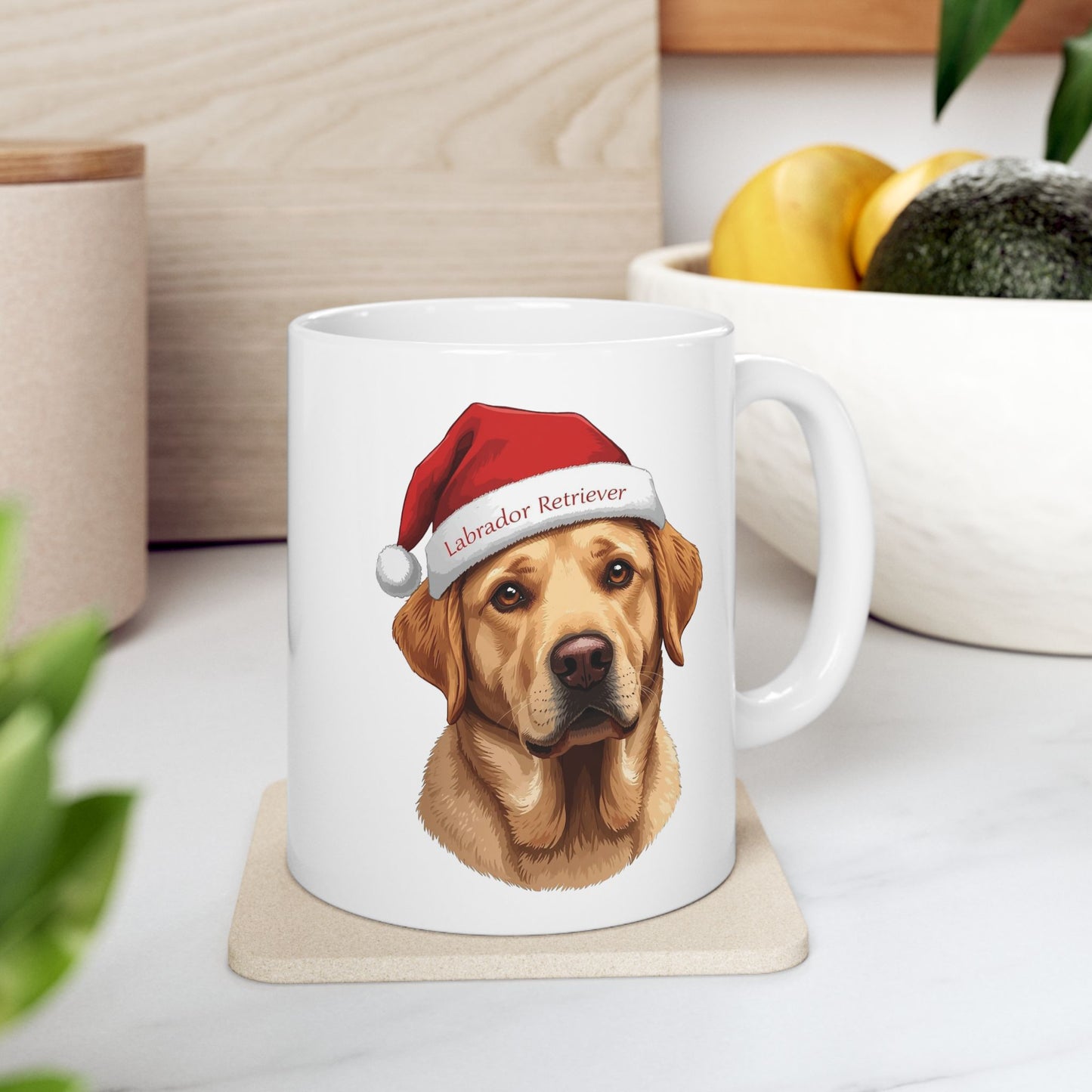 Labrador Retriever Holiday Portrait Mug – Cute Holiday Coffee Cup, Festive Labrador Retriever Dog Ceramic Mug, Christmas Gift Idea (11oz/15oz)