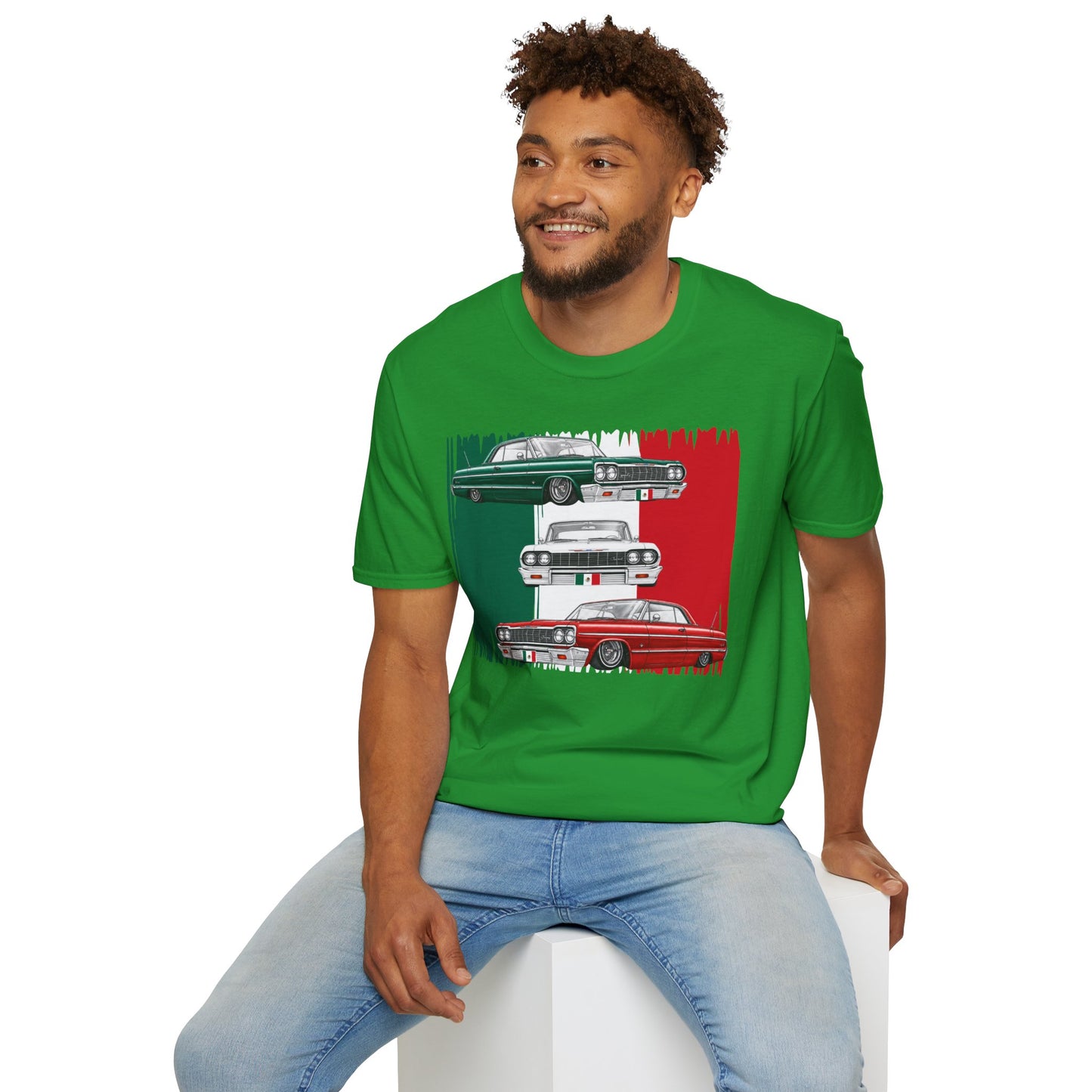 Lowrider Shirt, Mexican Flag Classic Car Tee, Vintage Car Graphic Shirt, Car Enthusiast Gift, Retro Auto Unisex Tee