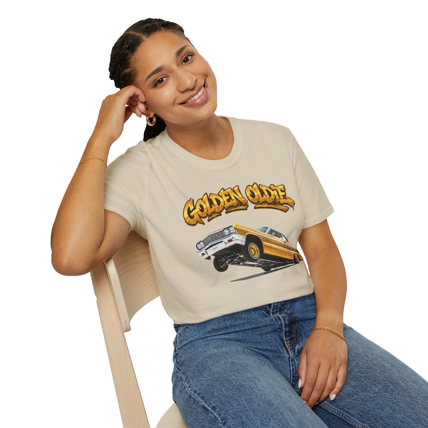 Golden Oldie Lowrider Shirt, Classic Car Tee, Vintage Auto Graphic Shirt, Car Enthusiast Gift, Retro Car Lover Tee