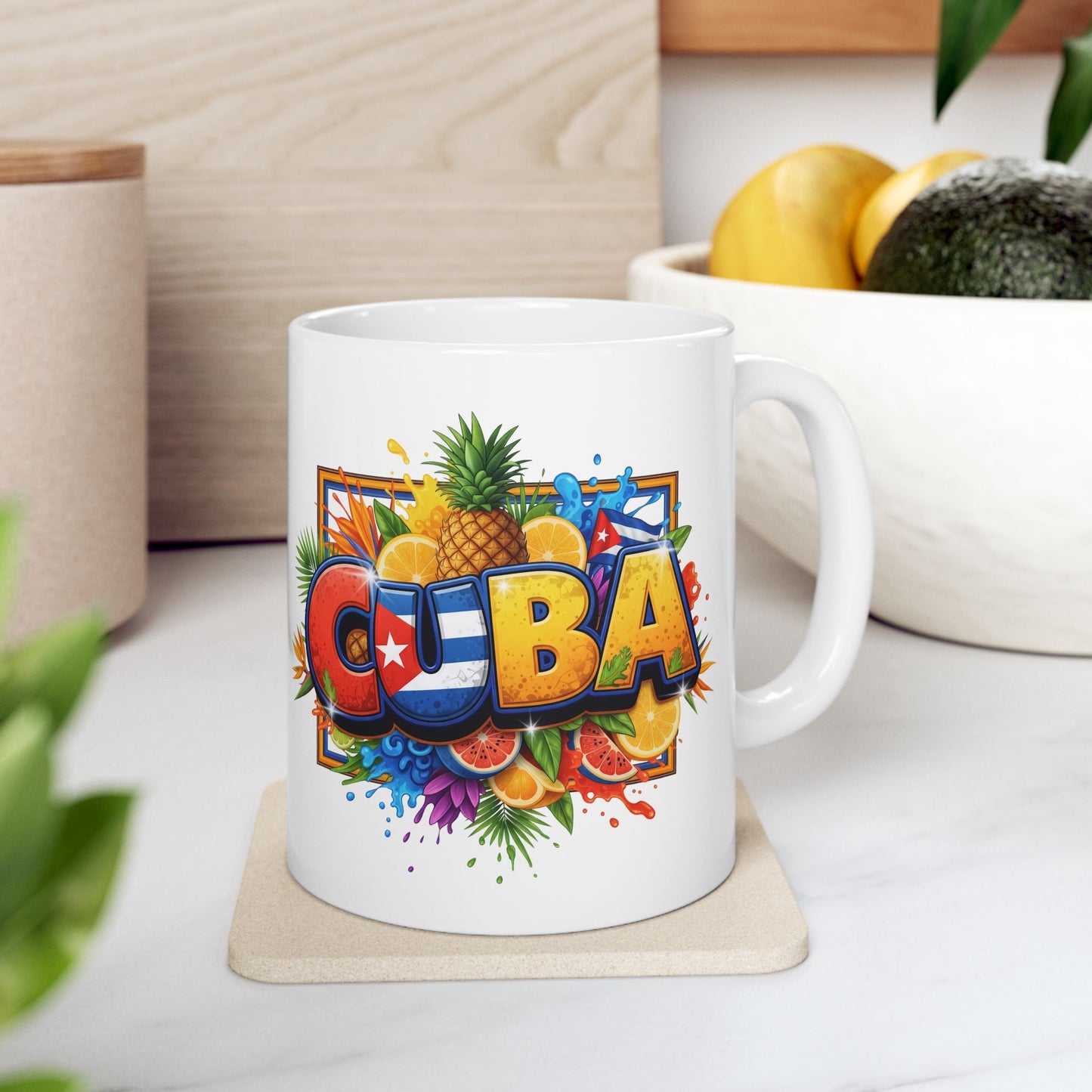 Colorful Cuban Flag Ceramic Mug, 11oz 15oz - Vibrant Cuba Souvenir Coffee Cup, Patriotic Tea Mug, Cuban American Gift, Kitchen Decor