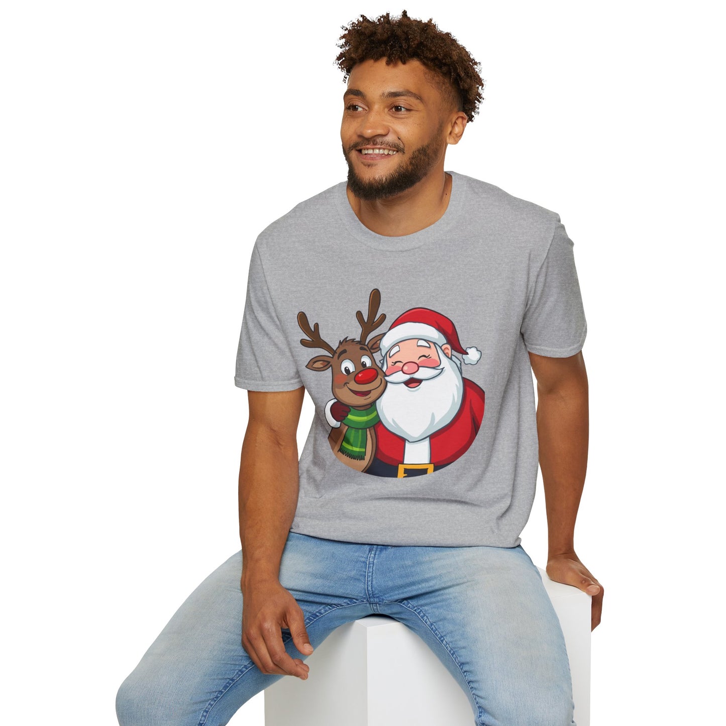 Smiling Santa and Rudolph Shirt, Family Christmas Shirts, Christmas T Shirt, Holiday Shirt, Cute Xmas Shirt for the family, Holiday Gift