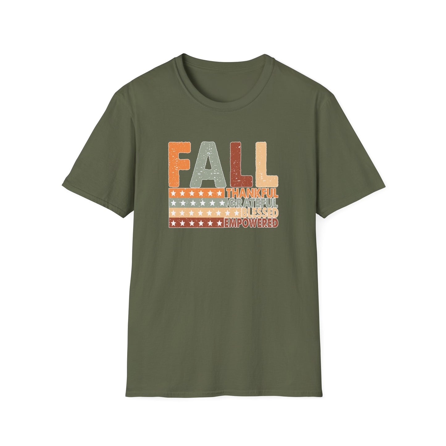 Fall Unisex Softstyle T-Shirt with Inspirational Words, Thankful, Grateful, Blessed, Empowered, Fall Tee, Hope Shirt, Thanksgiving Shirt
