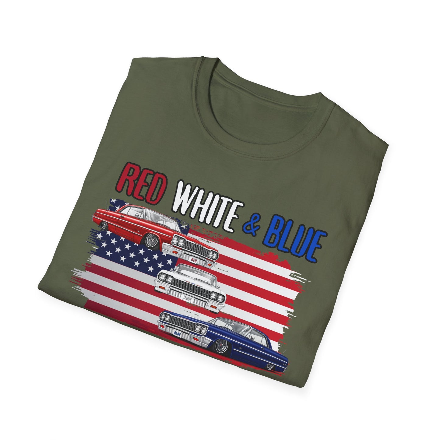 Patriotic Lowrider Shirt, Red White and Blue Car Tee, Classic Car Shirt, 4th of July Car Lover Gift, Unisex Auto Tee
