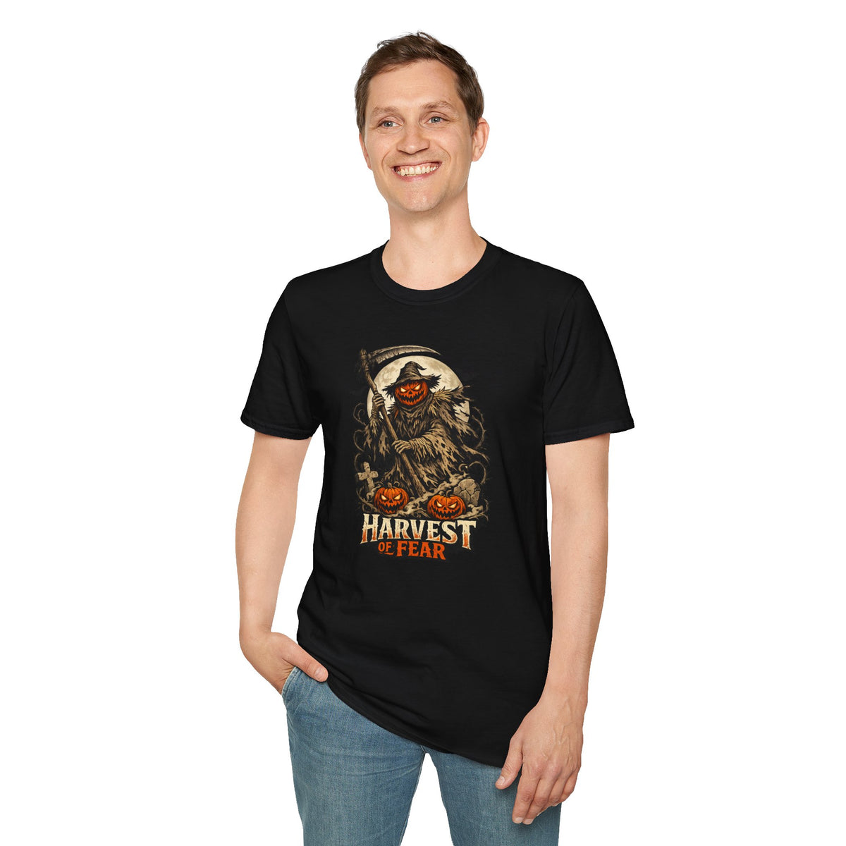 Halloween Horror Shirt, Harvest of Fear T-Shirt, Pumpkin Reaper Tee, Scary Scarecrow Shirt, Spooky Season Gift