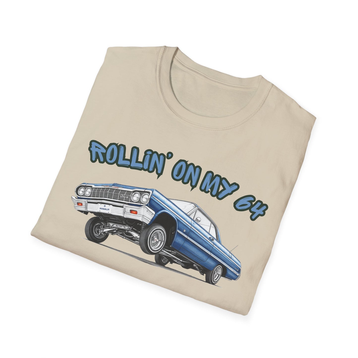 Lowrider Shirt, Rollin On My 64 Tee, Classic Car Graphic Shirt, Vintage Car Enthusiast Gift, Retro Auto Unisex Tee
