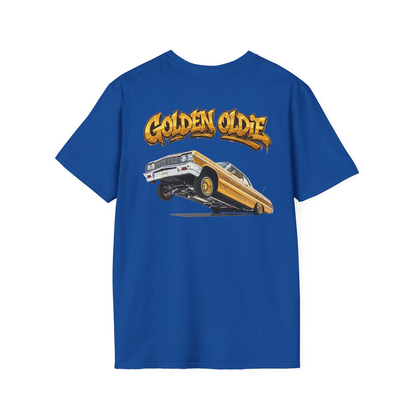 Back Print Lowrider Shirt, Golden Oldie Classic Car Tee, Vintage Car Enthusiast Shirt, Retro Auto Gift, Unisex Car Lover Tee