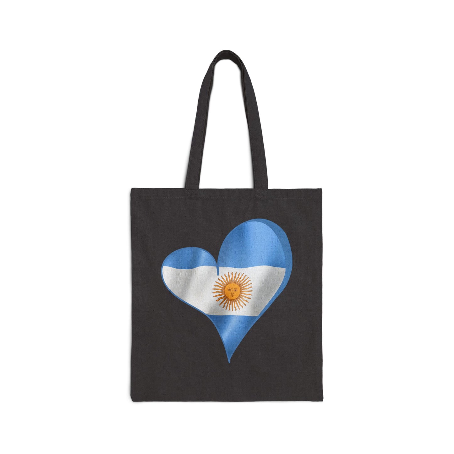 Argentina Flag Heart Tote Bag, Cotton Canvas Shopping Beach Handbag, Argentina Pride Gift, Patriotic Shoulder Bag, Reusable Eco-Friendly