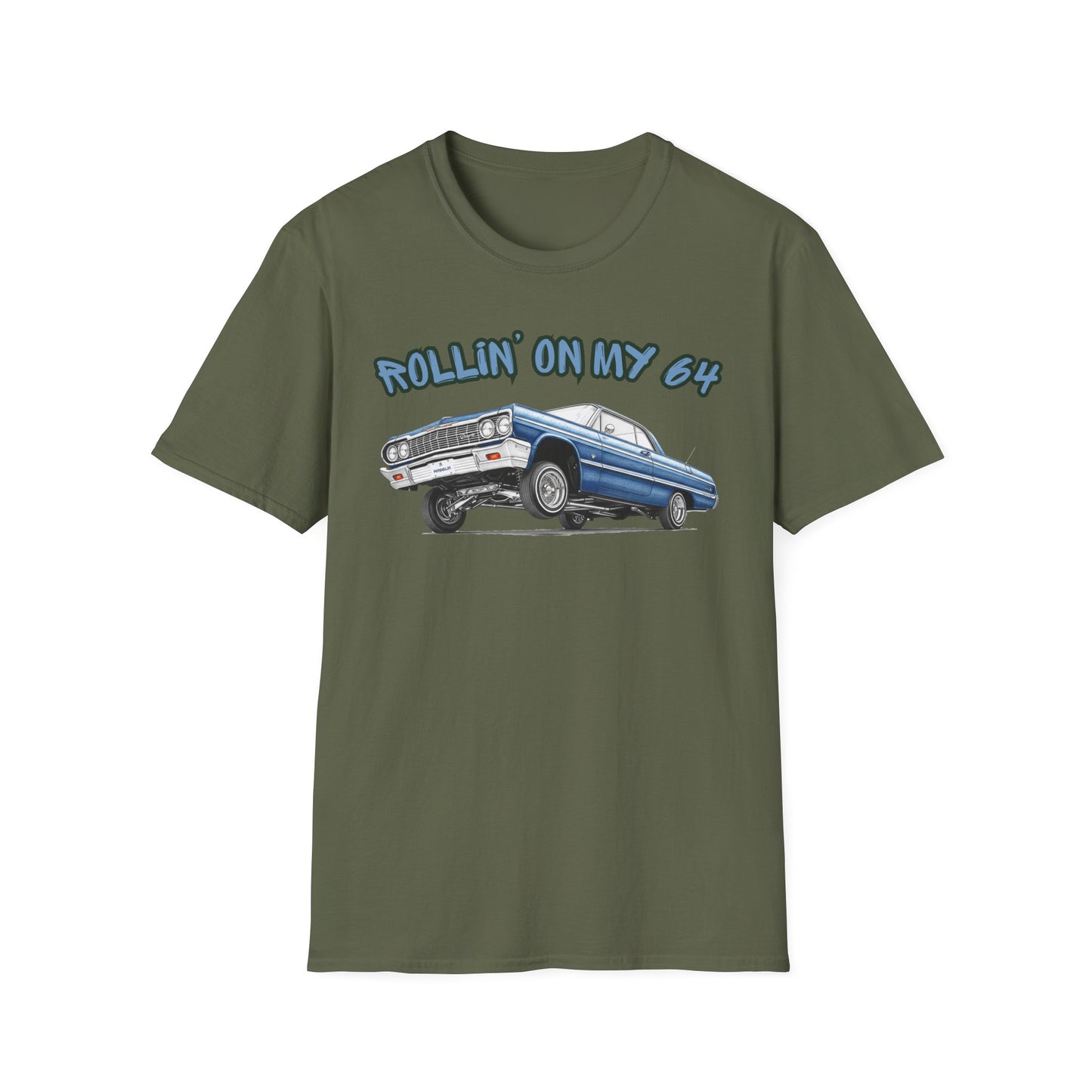 Lowrider Shirt, Rollin On My 64 Tee, Classic Car Graphic Shirt, Vintage Car Enthusiast Gift, Retro Auto Unisex Tee