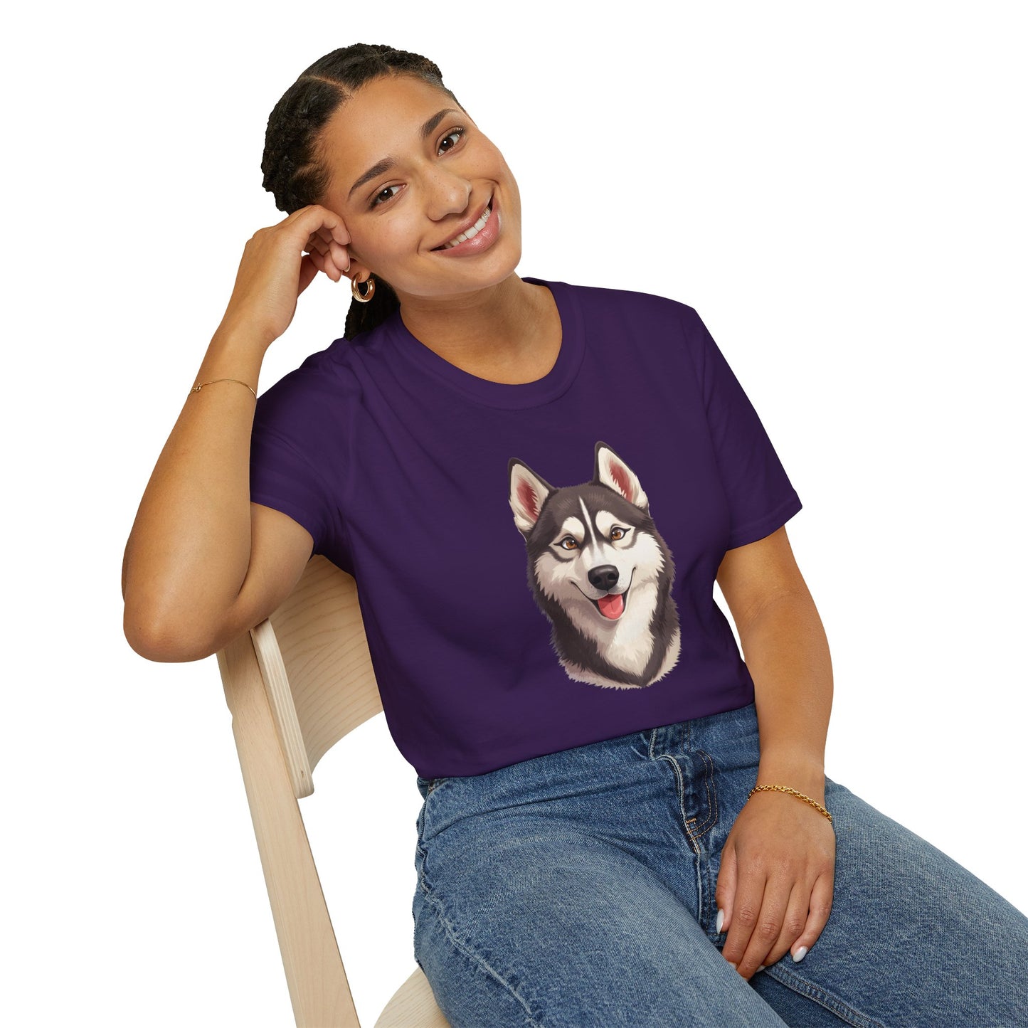 Siberian Husky Dog Portrait Shirt – Husky Dog Lover Gift, Cute Dog Mom Tee, Dog Dad Shirt, Pet Breed Apparel