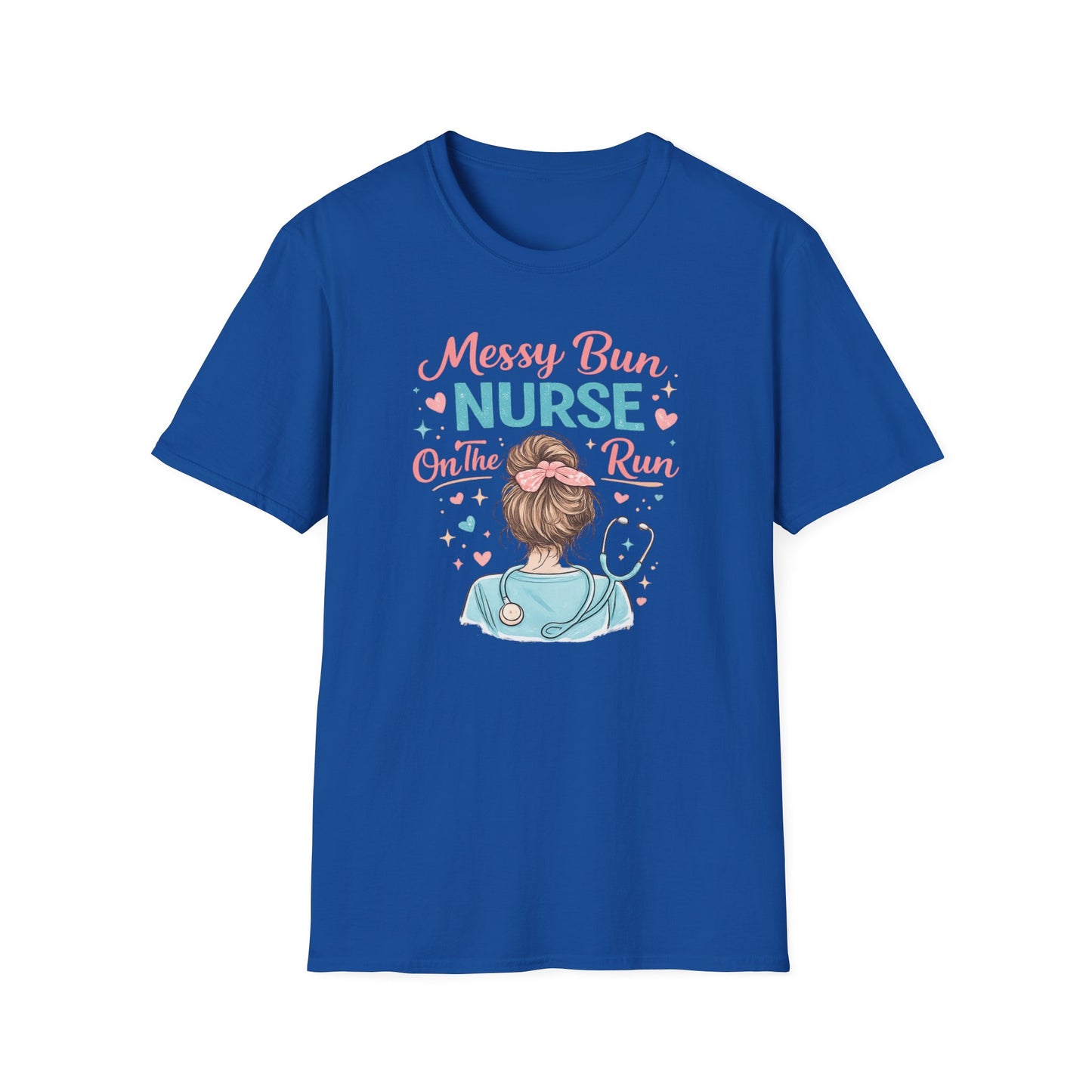 Messy Bun Nurse On The Run Shirt – Cute Nurse T-Shirt for Women – Funny RN CNA Nursing Student Tee – Nurse Gift for Her, Medical Worker Apparel