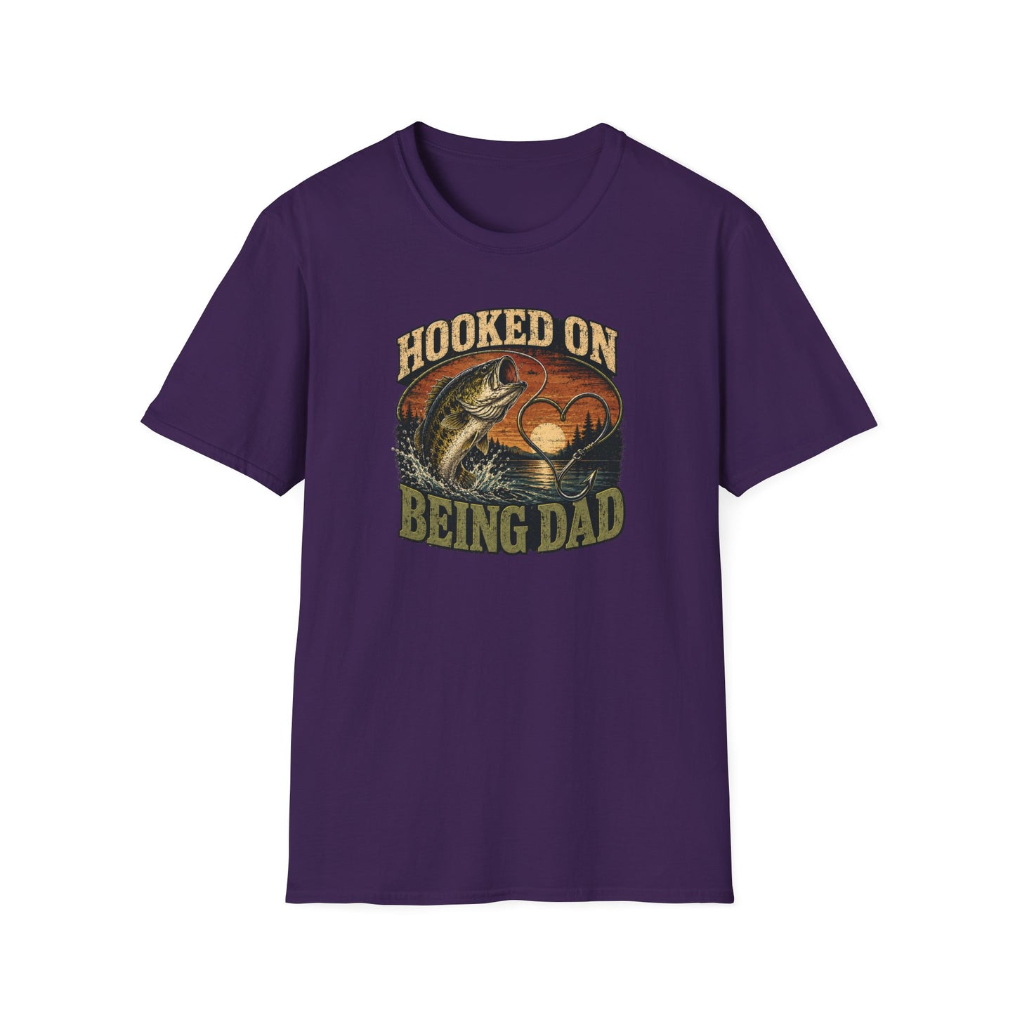 Fishing Dad Shirt, Hooked on Being Dad Tee, Bass Fishing T-Shirt, Fathers Day Shirt for Dad, Fisherman Gift