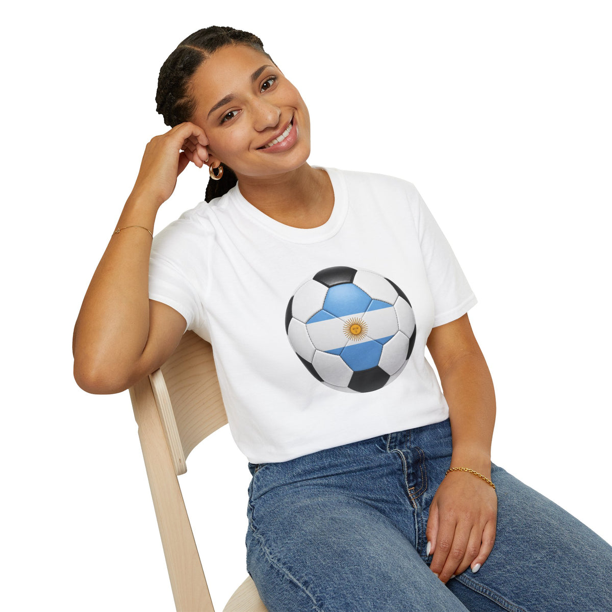 Argentina Soccer Ball Shirt, Argentina Futbol Tee, Light Blue White Soccer T-Shirt, Game Day Fan Shirt, Sports Gift