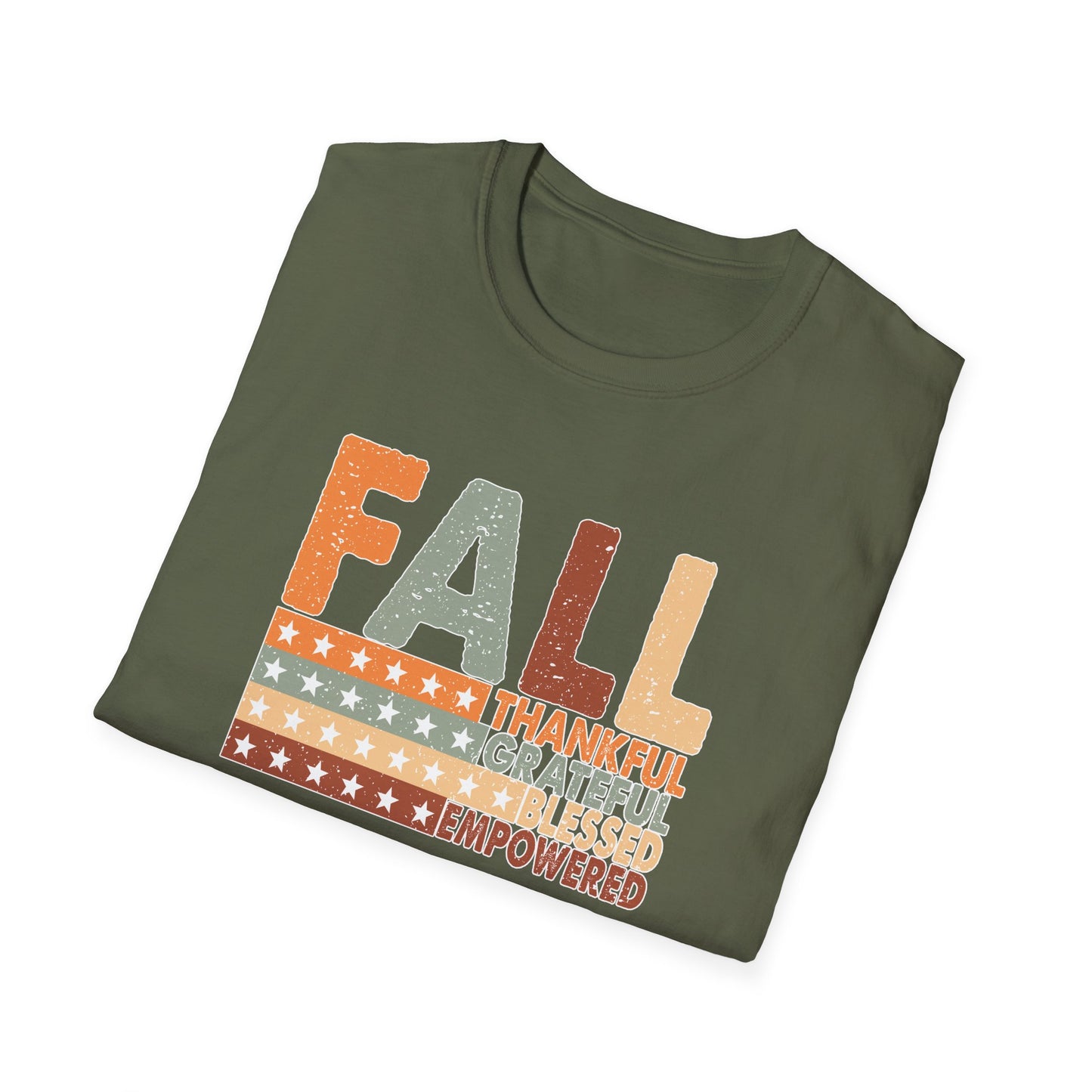 Fall Unisex Softstyle T-Shirt with Inspirational Words, Thankful, Grateful, Blessed, Empowered, Fall Tee, Hope Shirt, Thanksgiving Shirt
