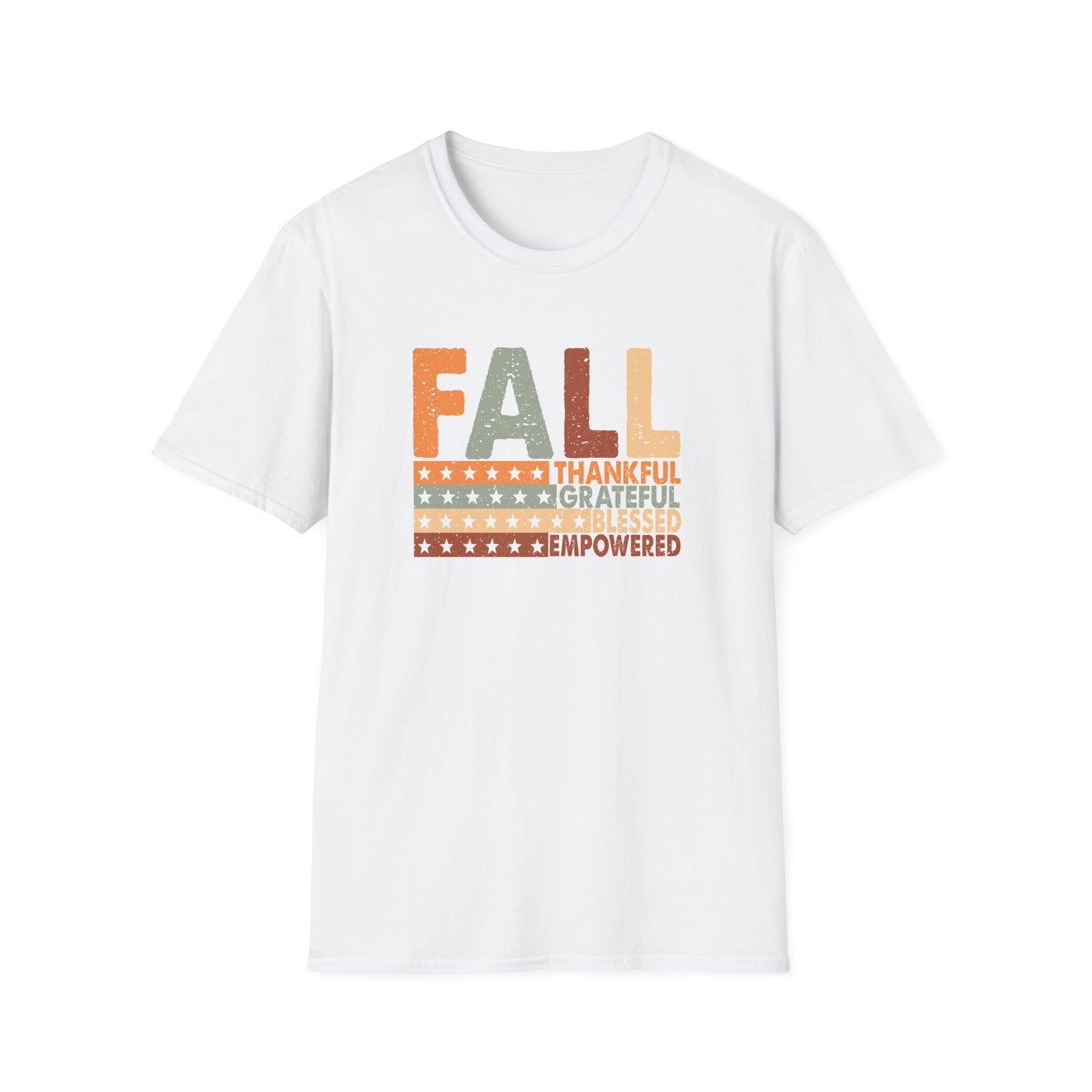 Fall Unisex Softstyle T-Shirt with Inspirational Words, Thankful, Grateful, Blessed, Empowered, Fall Tee, Hope Shirt, Thanksgiving Shirt