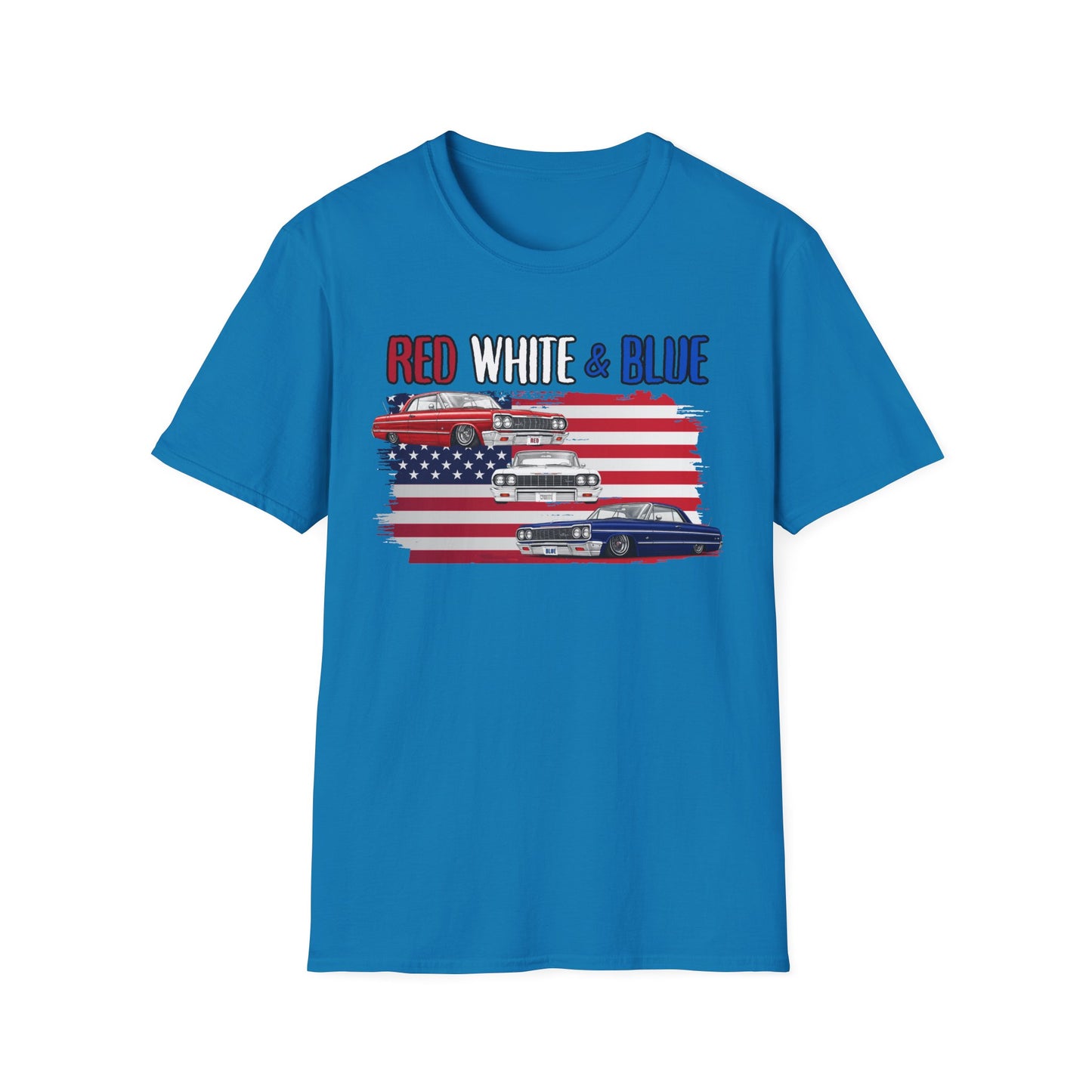 Patriotic Lowrider Shirt, Red White and Blue Car Tee, Classic Car Shirt, 4th of July Car Lover Gift, Unisex Auto Tee