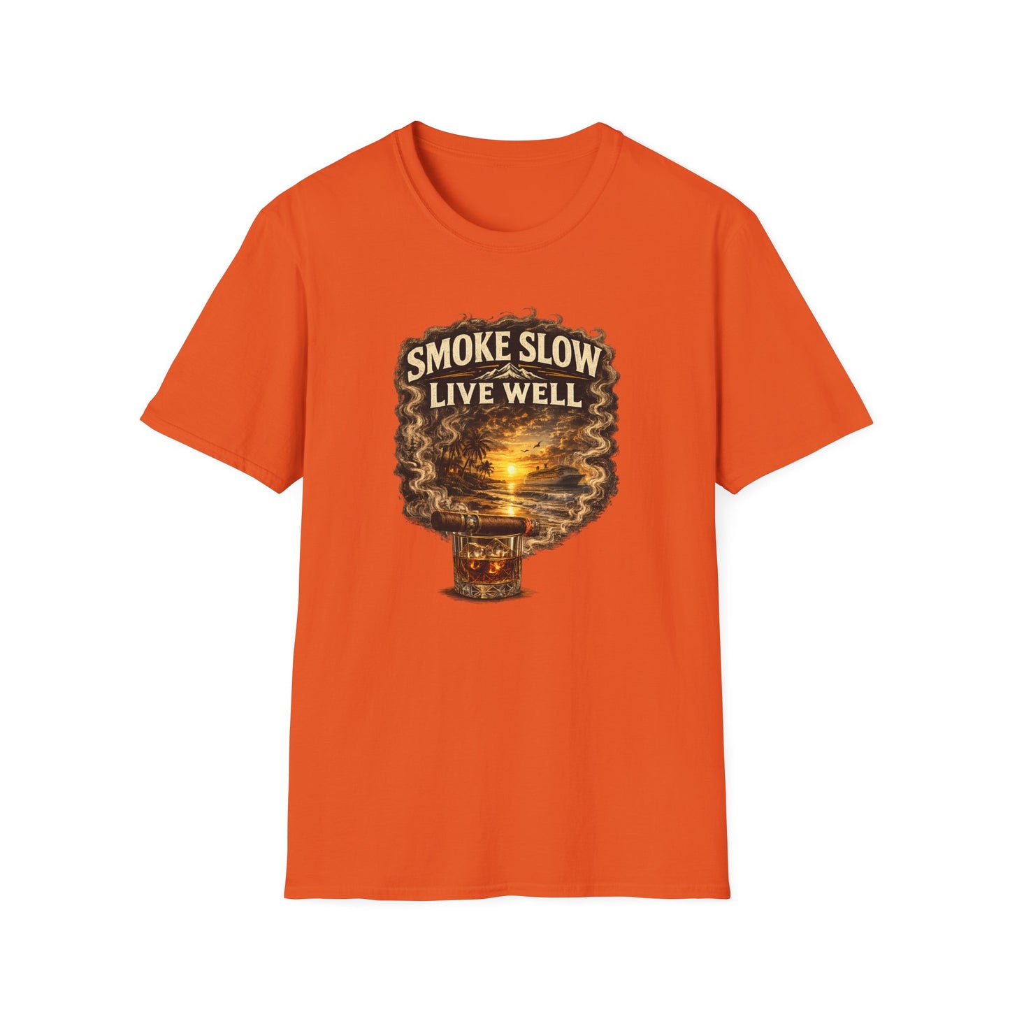 Smoke Slow Live Well Yacht T-Shirt – Cigar, Whiskey & Coastal Luxury Tee