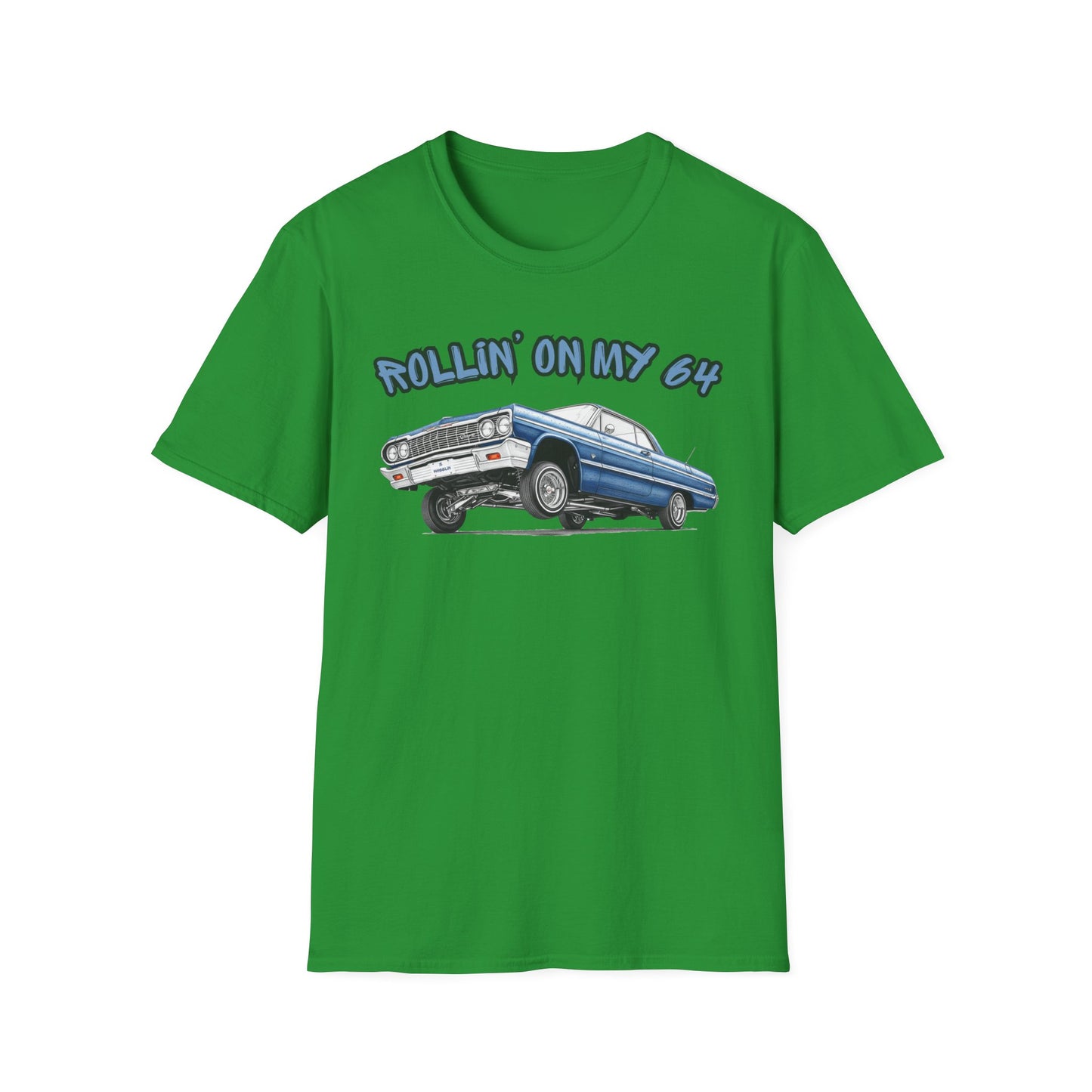 Lowrider Shirt, Rollin On My 64 Tee, Classic Car Graphic Shirt, Vintage Car Enthusiast Gift, Retro Auto Unisex Tee