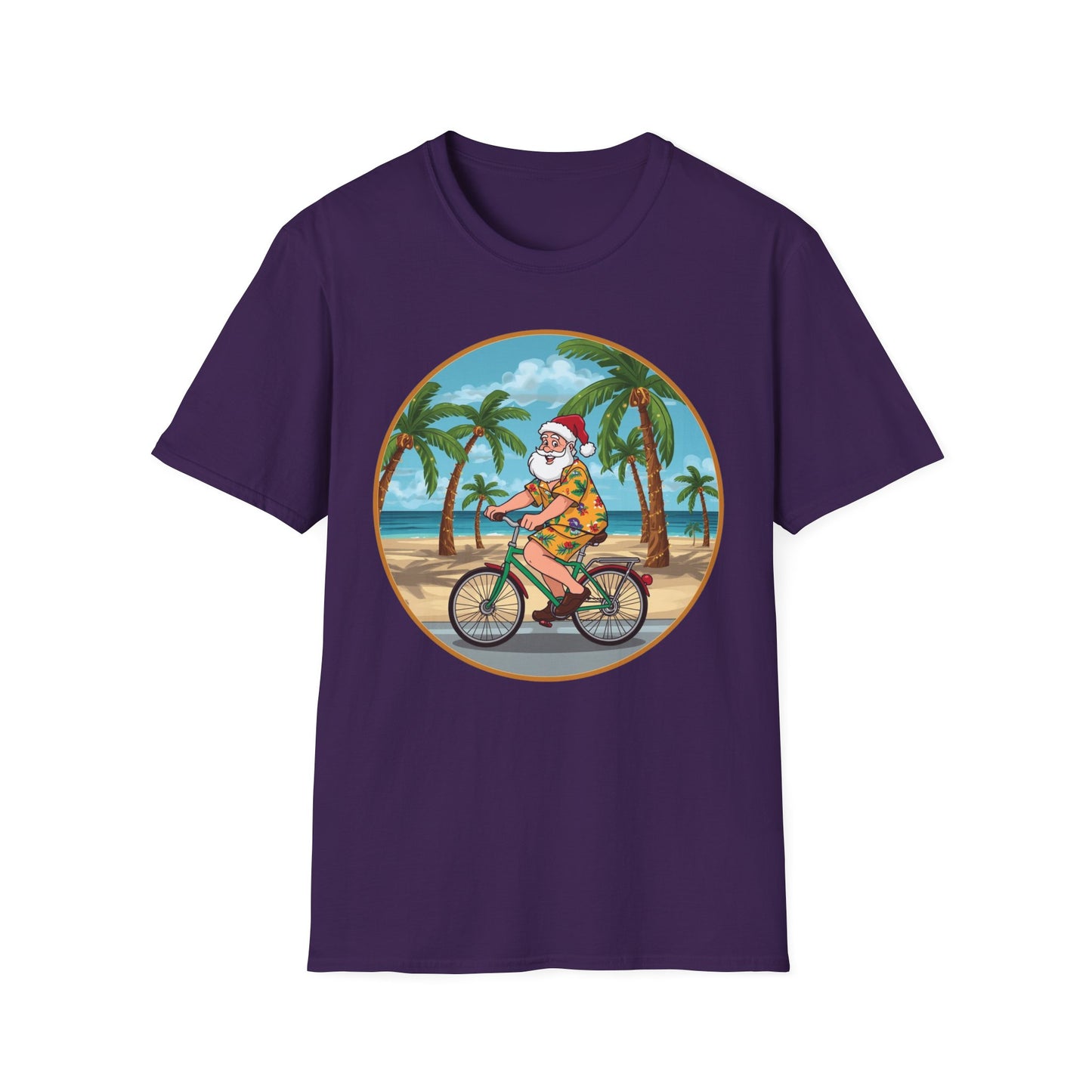 Tropical Santa riding a bicycle shirt, Family Christmas Shirts, Christmas T Shirt, Holiday Shirt, Cute Xmas Shirt for the family, Holiday Gift
