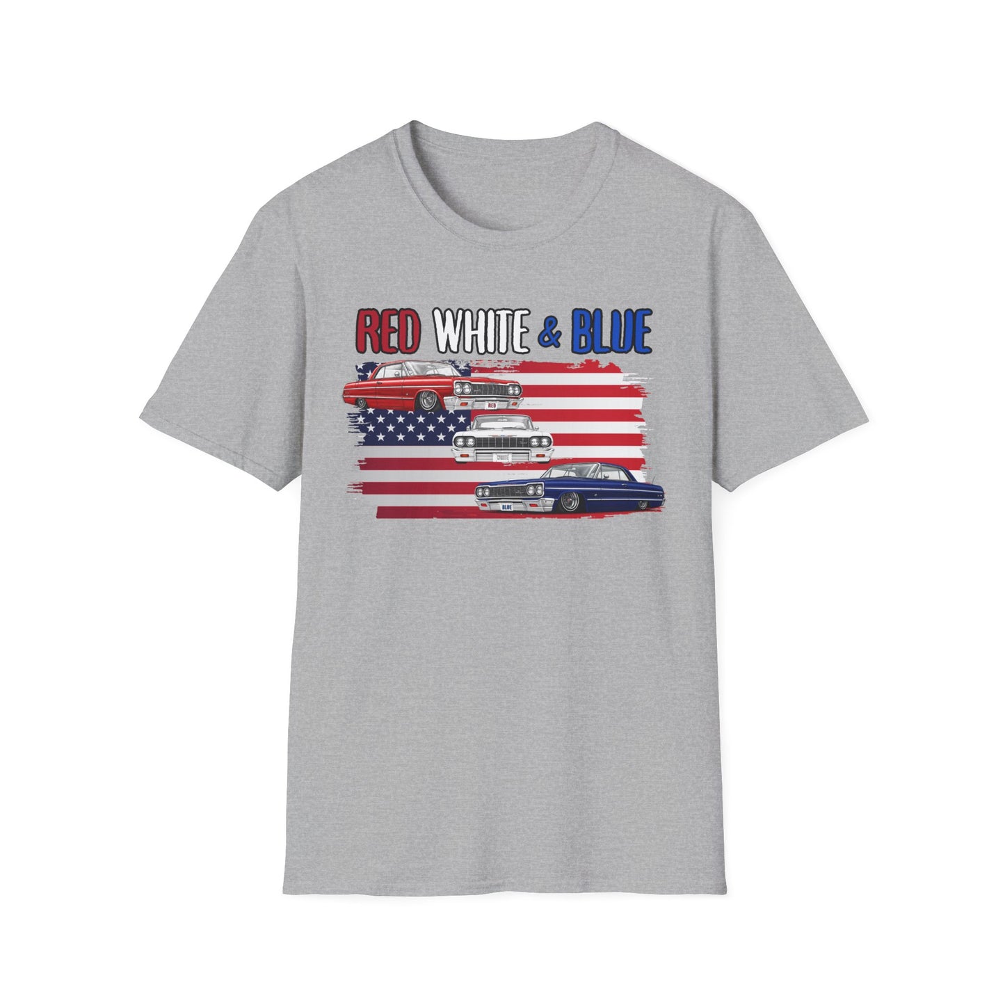 Patriotic Lowrider Shirt, Red White and Blue Car Tee, Classic Car Shirt, 4th of July Car Lover Gift, Unisex Auto Tee