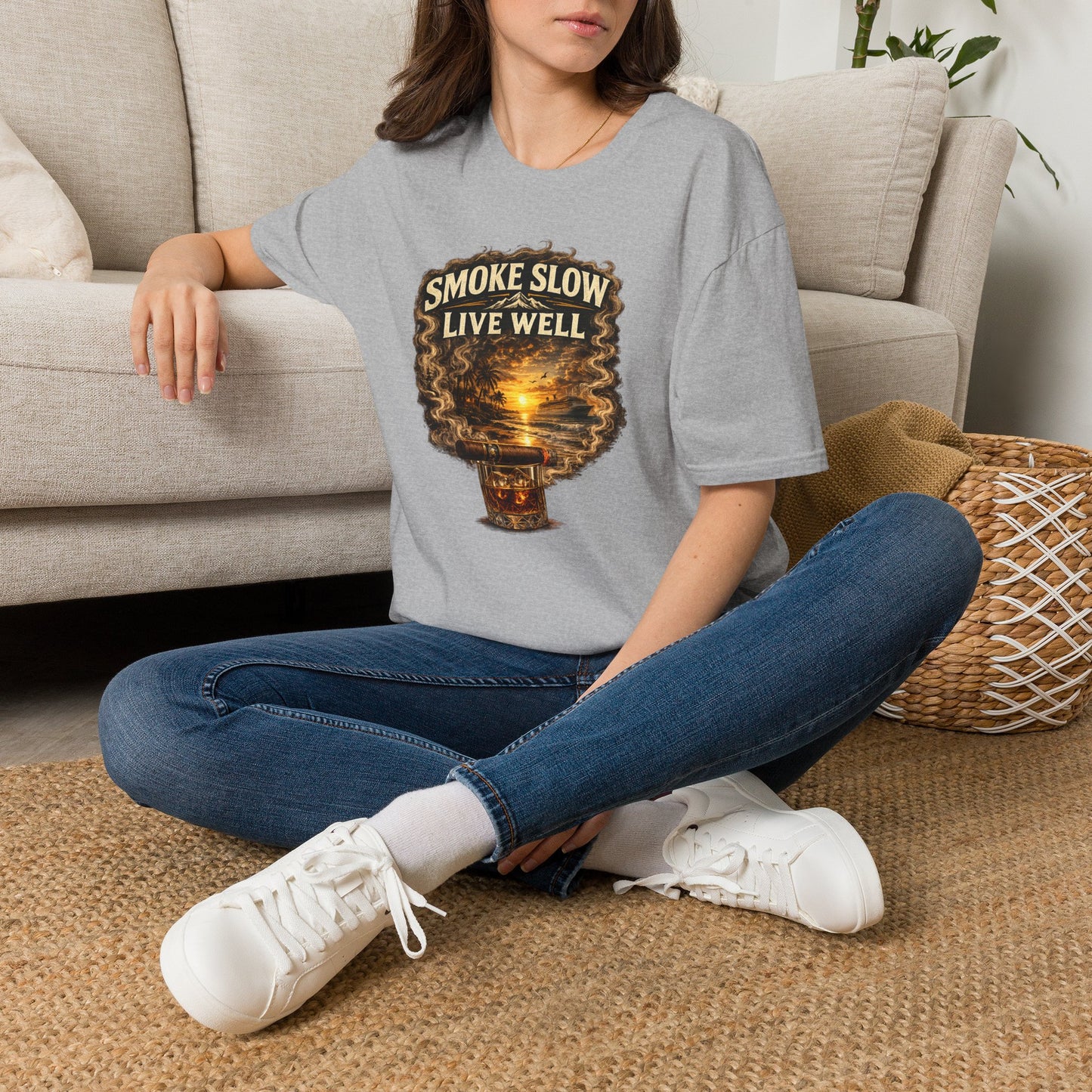 Smoke Slow Live Well Yacht T-Shirt – Cigar, Whiskey & Coastal Luxury Tee