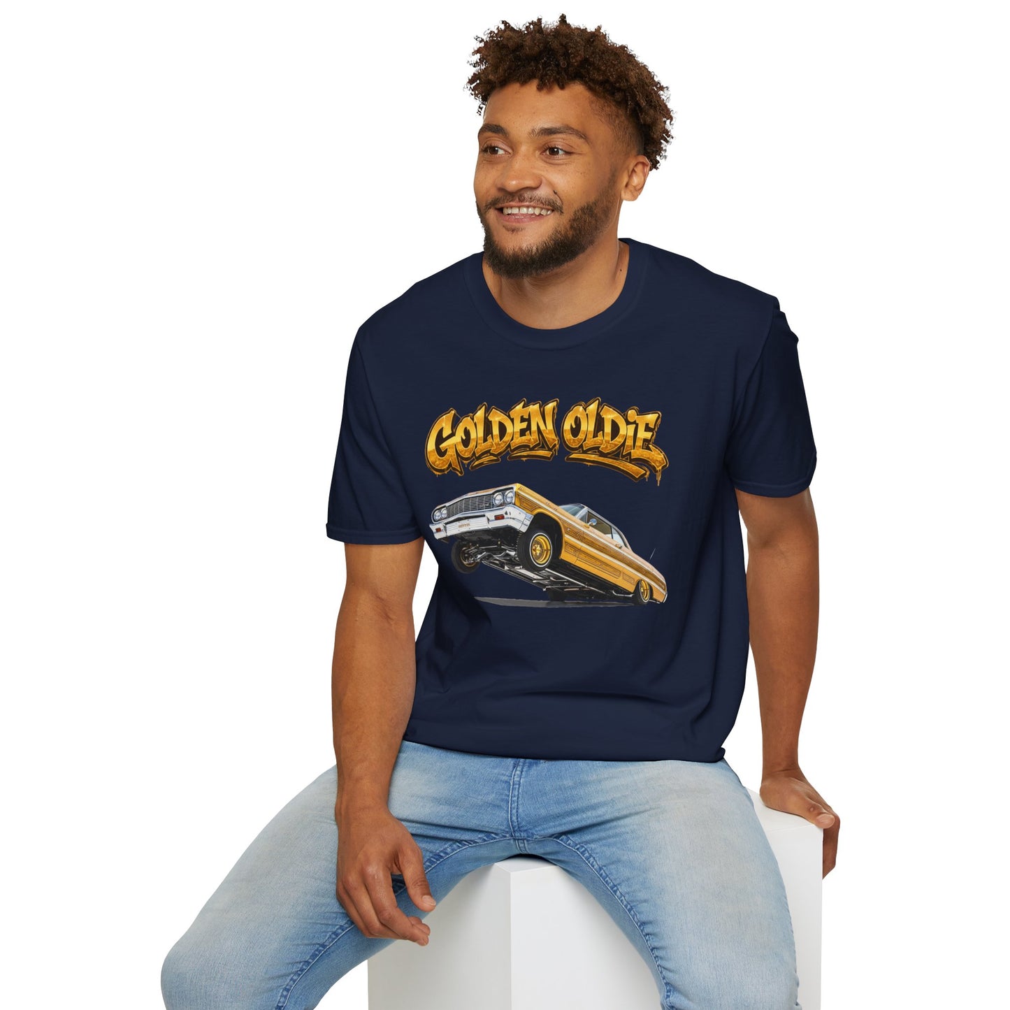 Golden Oldie Lowrider Shirt, Classic Car Tee, Vintage Auto Graphic Shirt, Car Enthusiast Gift, Retro Car Lover Tee