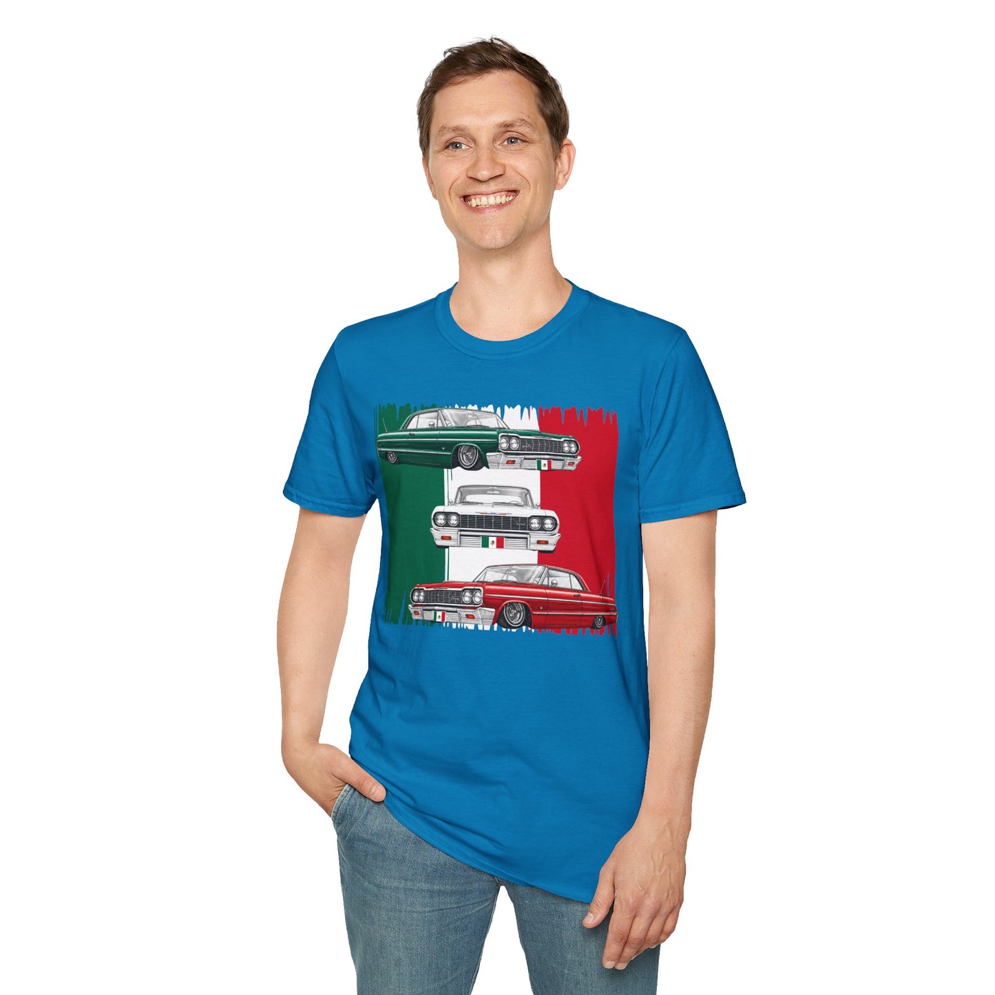 Lowrider Shirt, Mexican Flag Classic Car Tee, Vintage Car Graphic Shirt, Car Enthusiast Gift, Retro Auto Unisex Tee
