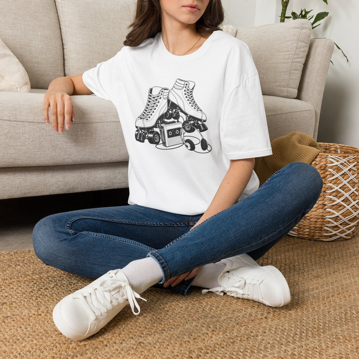 Roller Skate T-Shirt, Retro Cassette Tee, Vintage Roller Rink Shirt, Music Lover Gift, Skater Tee