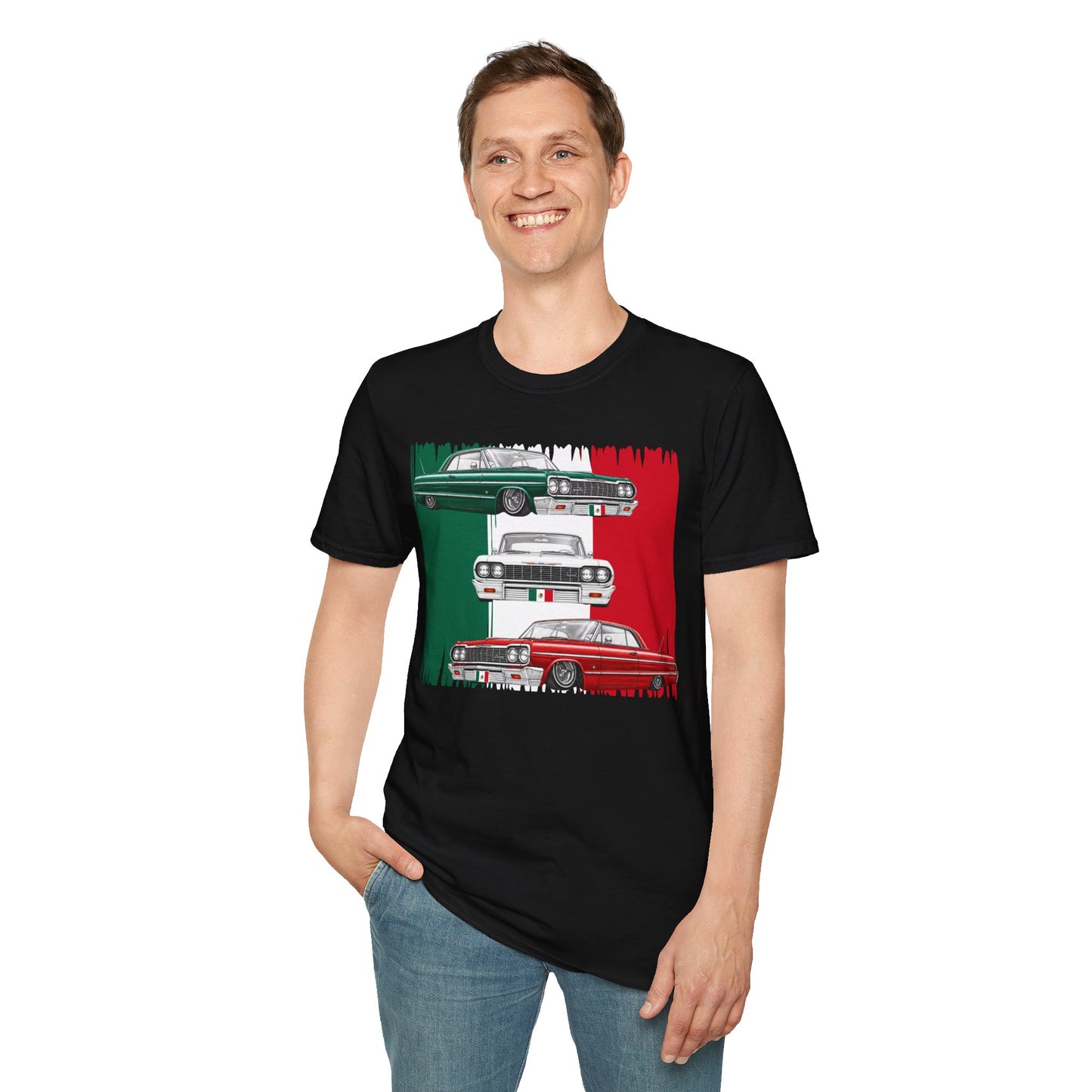 Lowrider Shirt, Mexican Flag Classic Car Tee, Vintage Car Graphic Shirt, Car Enthusiast Gift, Retro Auto Unisex Tee