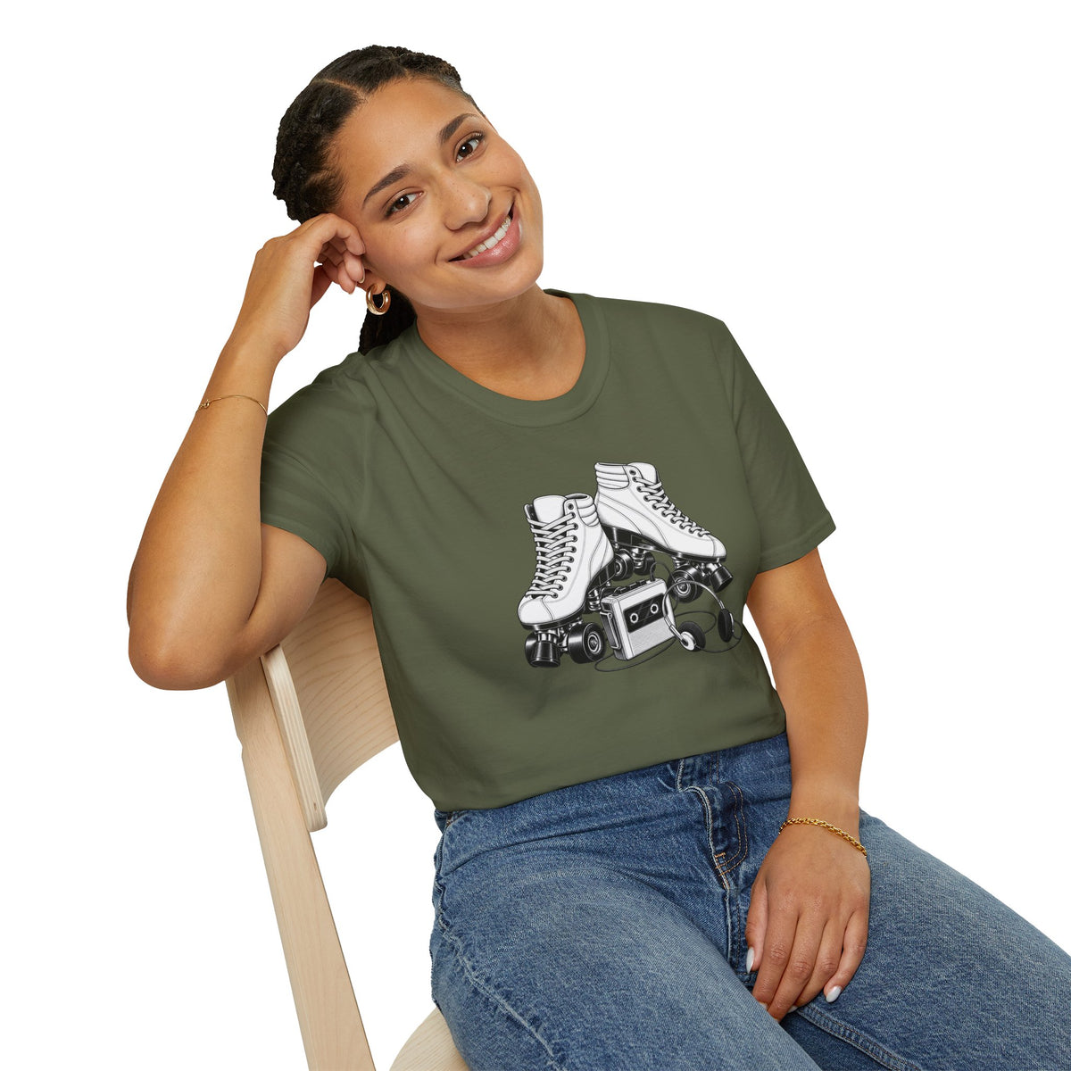 Roller Skate T-Shirt, Retro Cassette Tee, Vintage Roller Rink Shirt, Music Lover Gift, Skater Tee