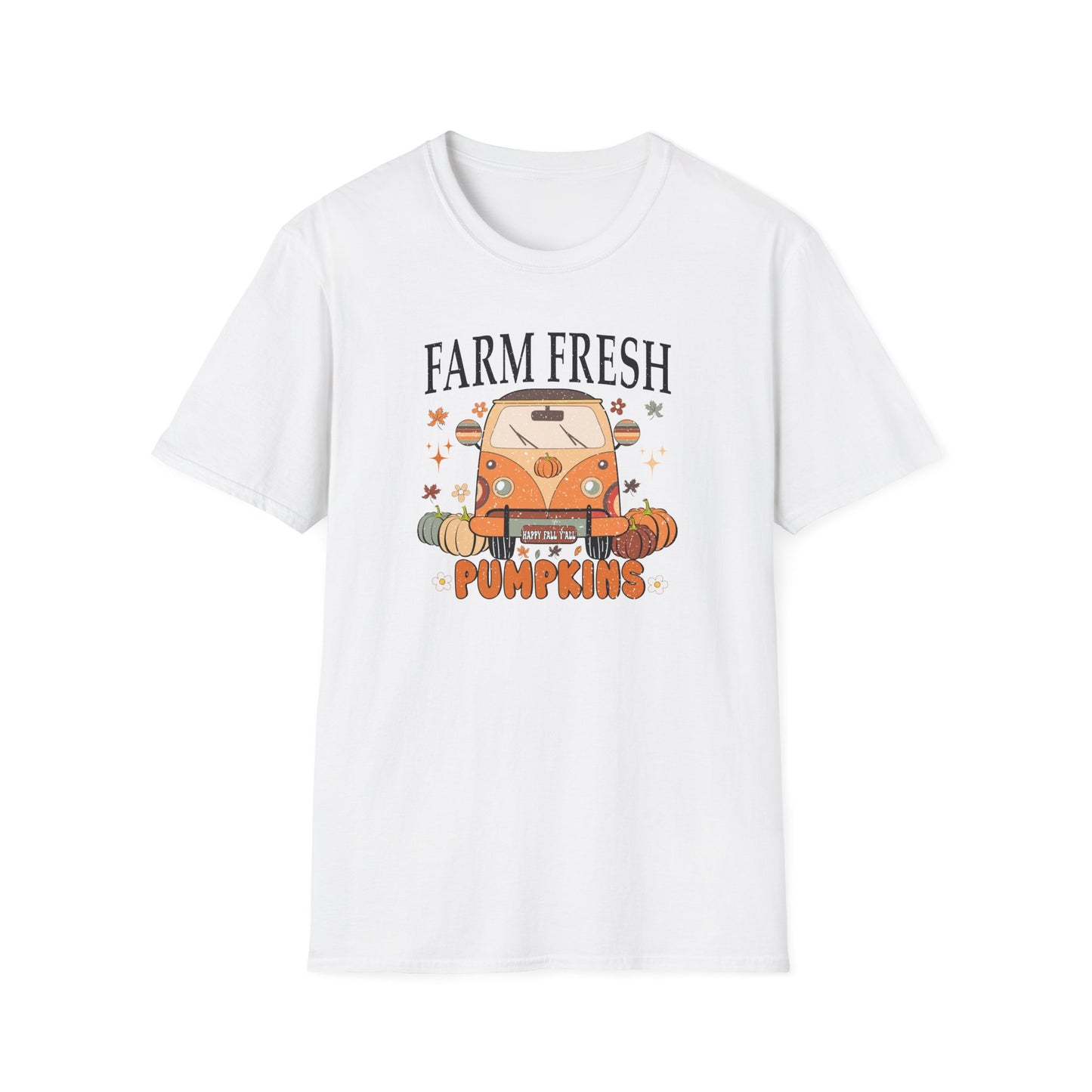 Farm Fresh Pumpkin Happy Fall Yall T-Shirt - Women's Autumn Tee, Thanksgiving Shirt, Pumpkin Thanksgiving Tee, Cozy Fall Tee for Her