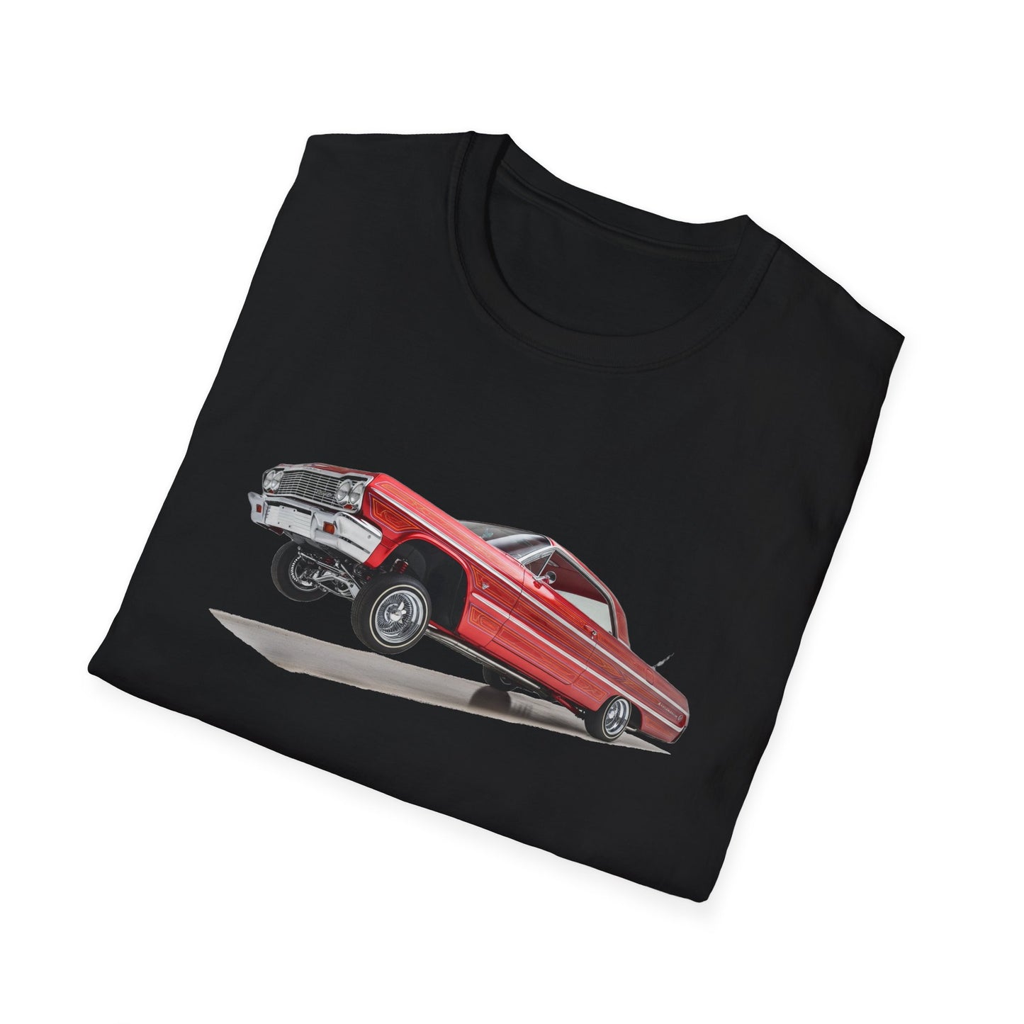 1964 Chevy Impala Hydraulics Lowrider Hoppin' graphic T-Shirt - Old School Hip Hop Cholo Art Tee Design - Chicano Car Club Graphic Tee