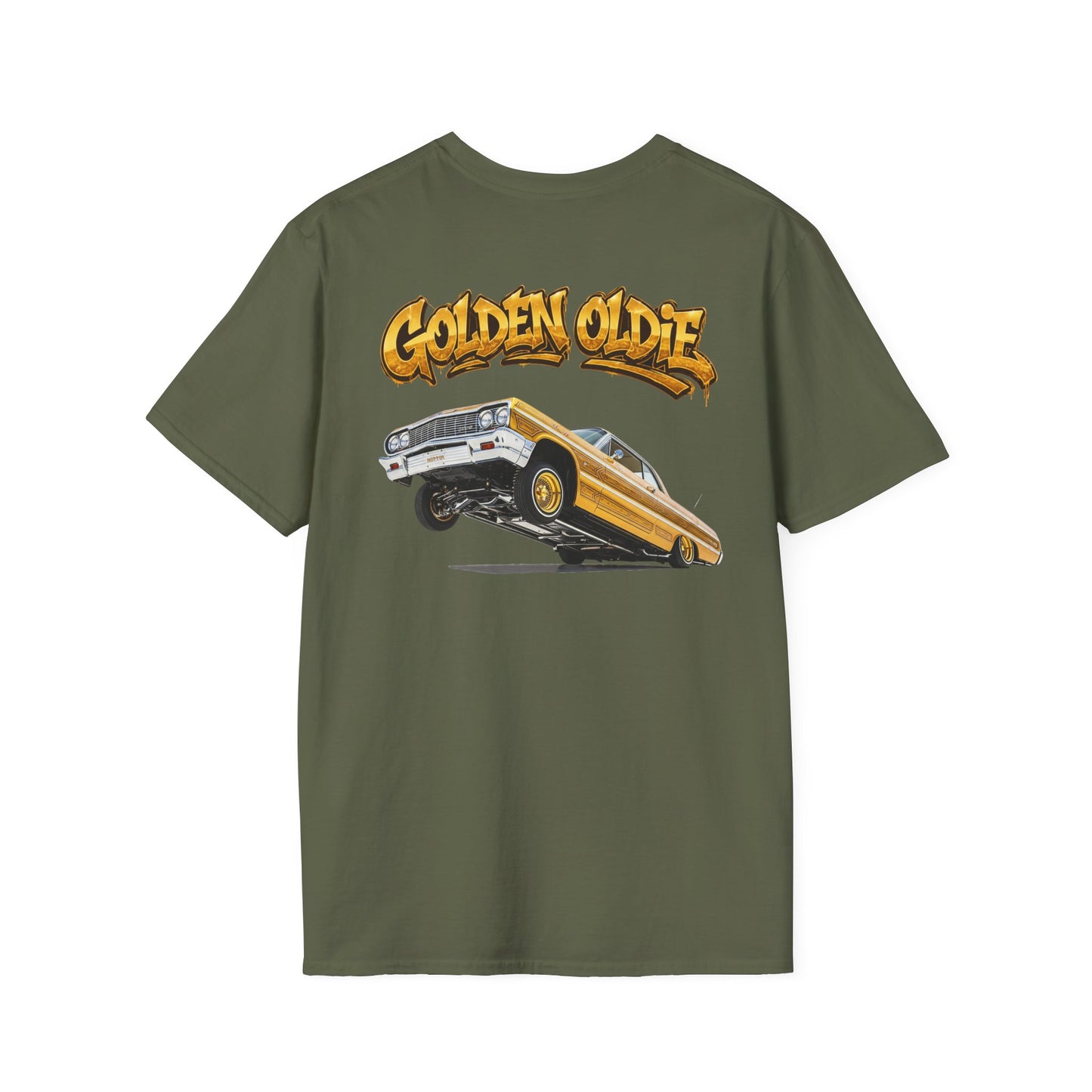 Back Print Lowrider Shirt, Golden Oldie Classic Car Tee, Vintage Car Enthusiast Shirt, Retro Auto Gift, Unisex Car Lover Tee