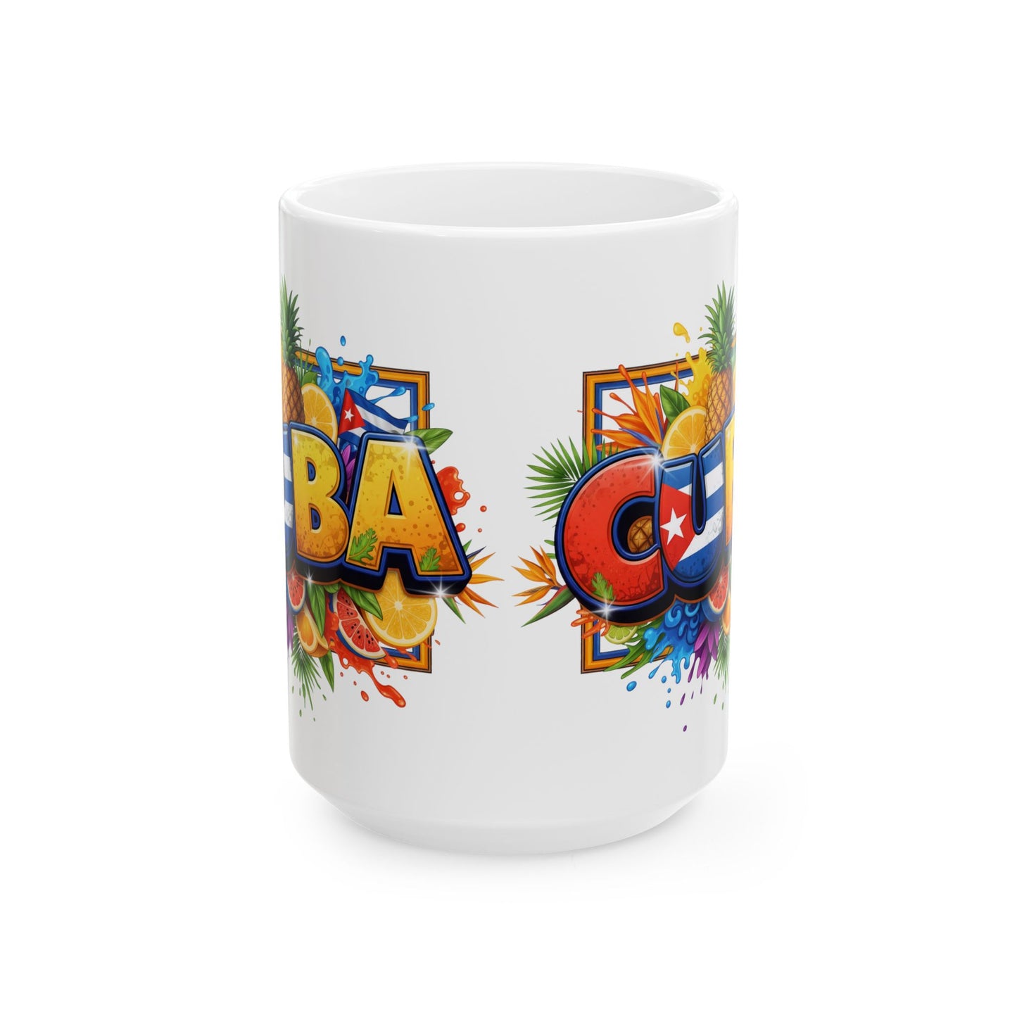 Colorful Cuban Flag Ceramic Mug, 11oz 15oz - Vibrant Cuba Souvenir Coffee Cup, Patriotic Tea Mug, Cuban American Gift, Kitchen Decor