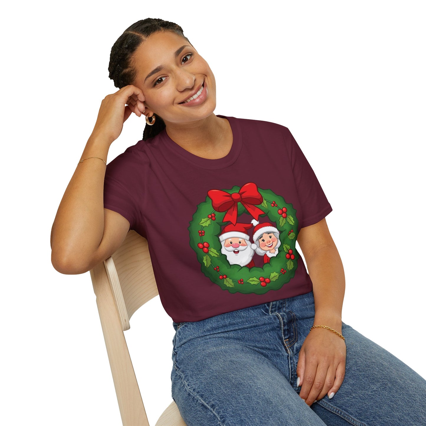 Santa and Mrs. Claus in a Wreath Shirt, Family Christmas Shirts, Christmas T Shirt, Holiday Shirt, Cute Xmas Shirt for the family, Holiday Gift