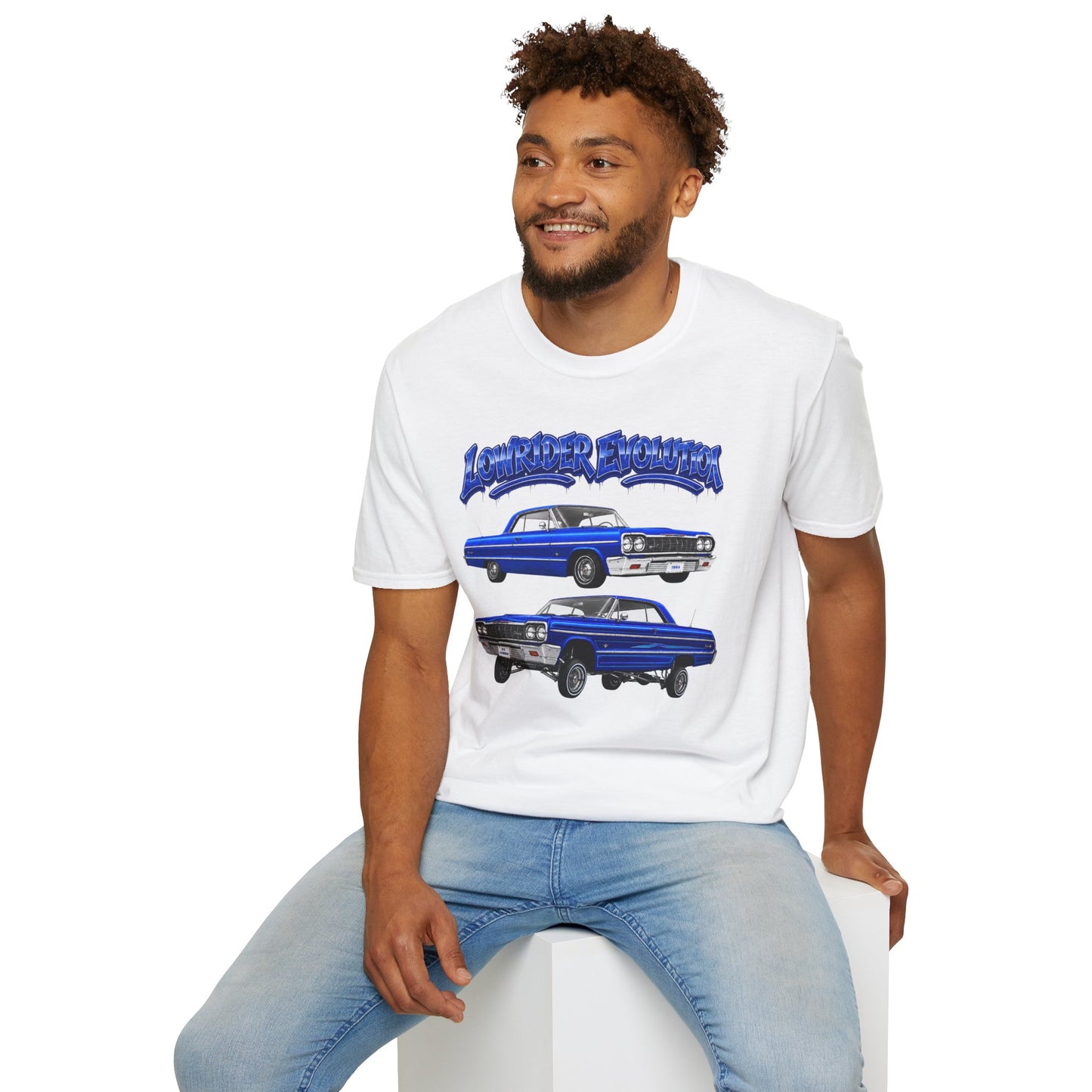 Classic Lowrider Shirt, Lowrider Evolution Tee, Blue Vintage Car Shirt, Car Enthusiast Gift, Retro Auto Graphic Tee