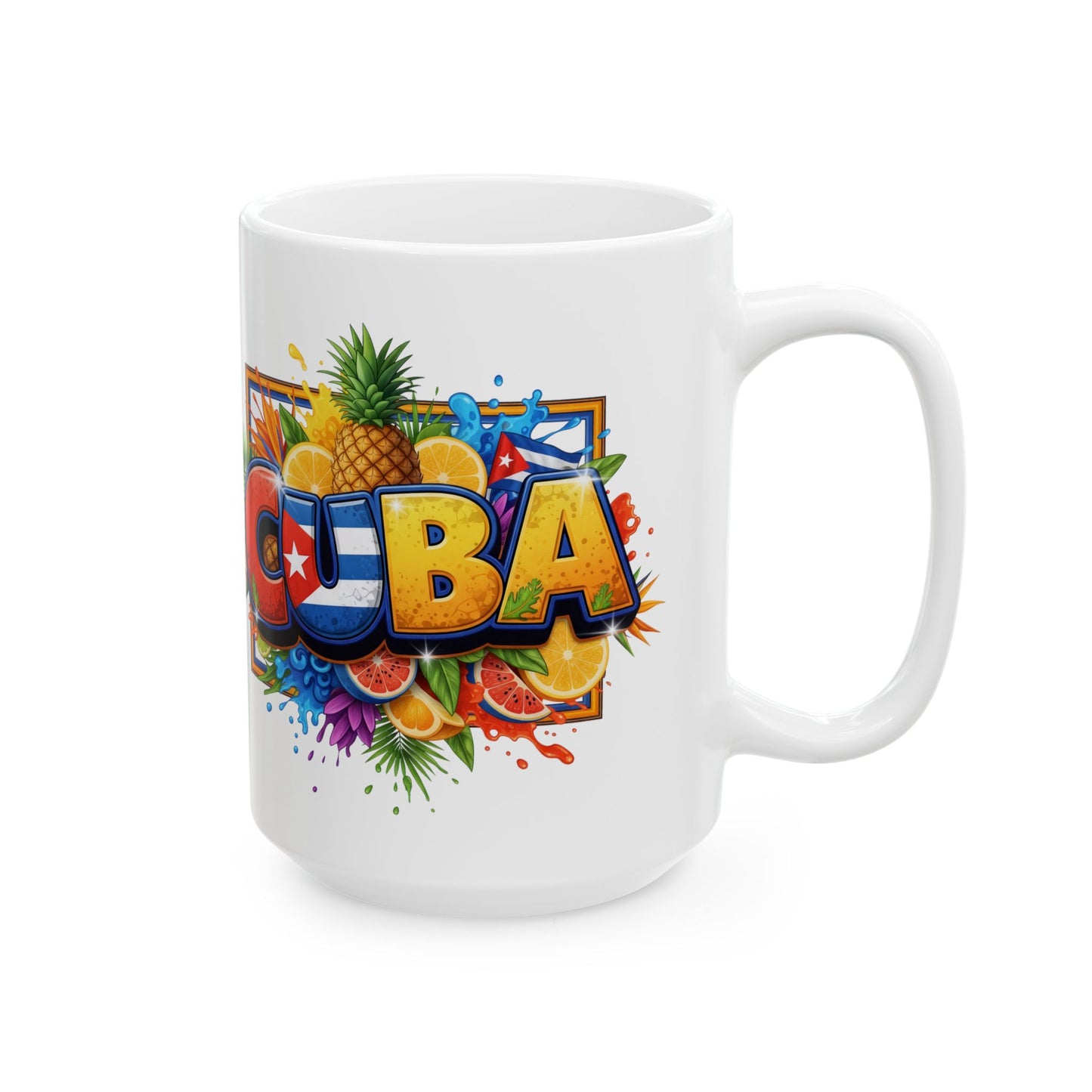 Colorful Cuban Flag Ceramic Mug, 11oz 15oz - Vibrant Cuba Souvenir Coffee Cup, Patriotic Tea Mug, Cuban American Gift, Kitchen Decor