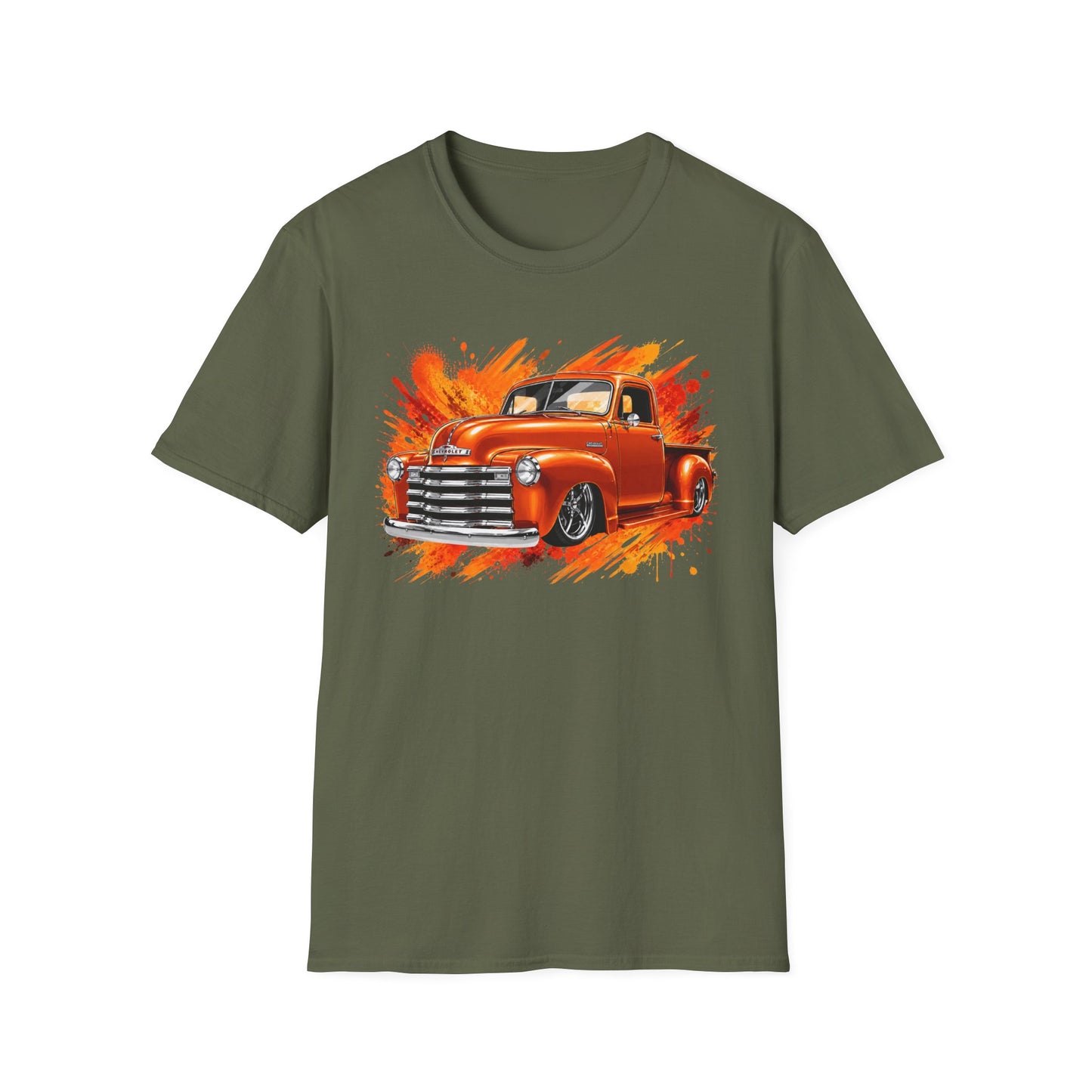 Orange Classic Truck T-Shirt, Vintage Pickup Graphic Tee, Custom Truck Shirt for Car Lovers