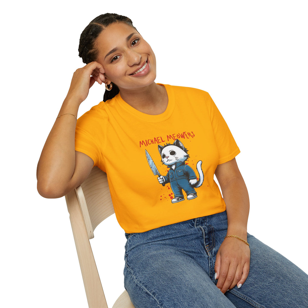 Michael Meowers Halloween Funny Cat T-Shirt, Scary Movie Tee, Halloween Cat Shirt, Horror Movie Cat Fan Gift, Horror Movie Character