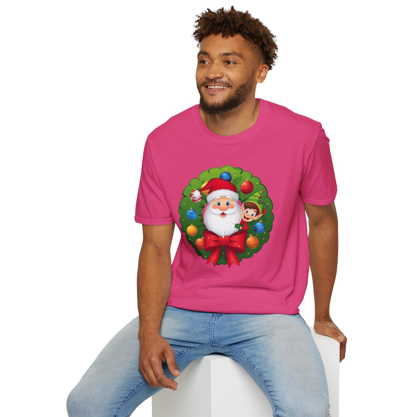 Santa and Elf on a Wreath Shirt, Family Christmas Shirts, Christmas T Shirt, Holiday Shirt, Cute Xmas Shirt for the family, Holiday Gift