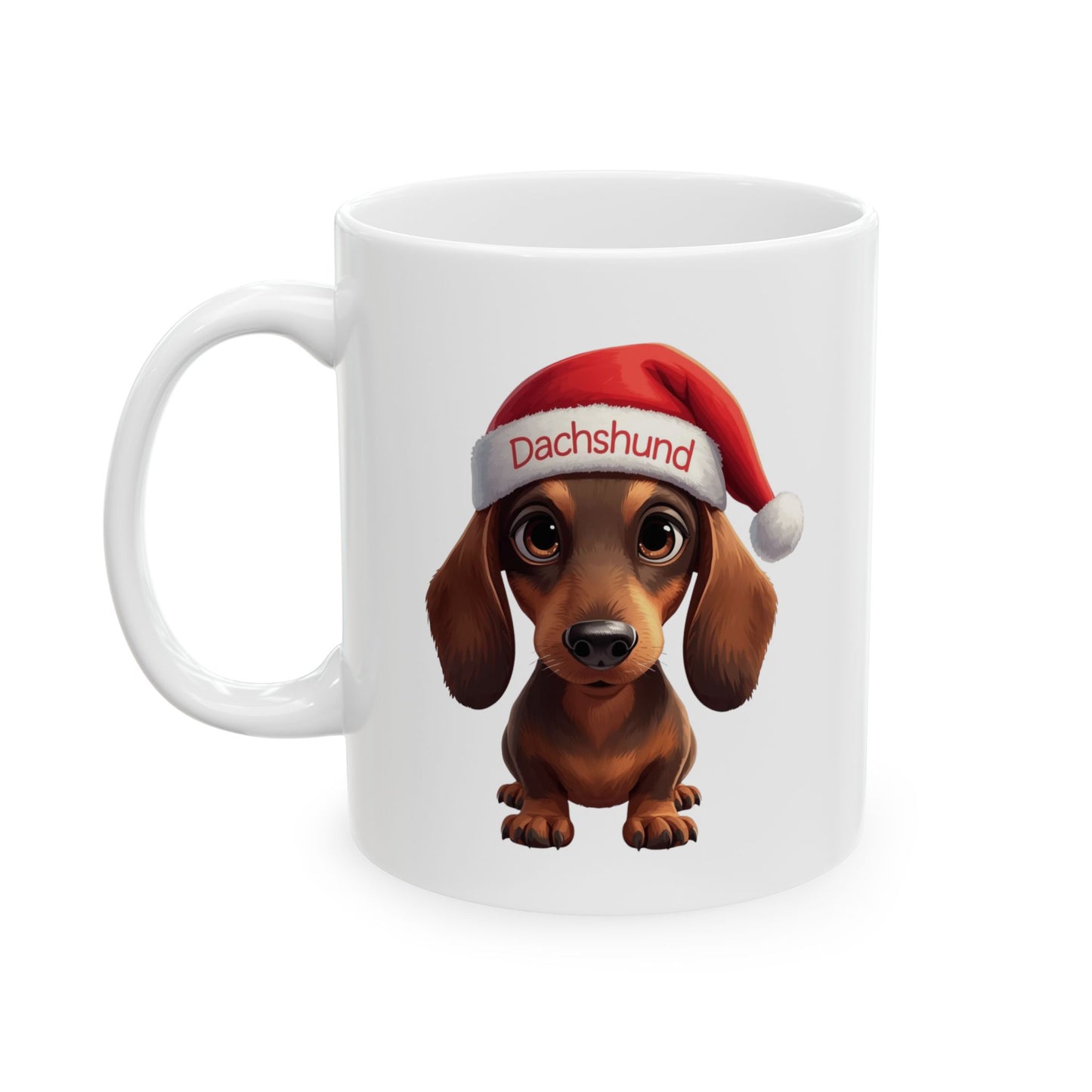 Dachshund Holiday Portrait Mug – Cute Holiday Coffee Cup, Festive Dachshund Ceramic Mug, Christmas Gift Idea (11oz/15oz)