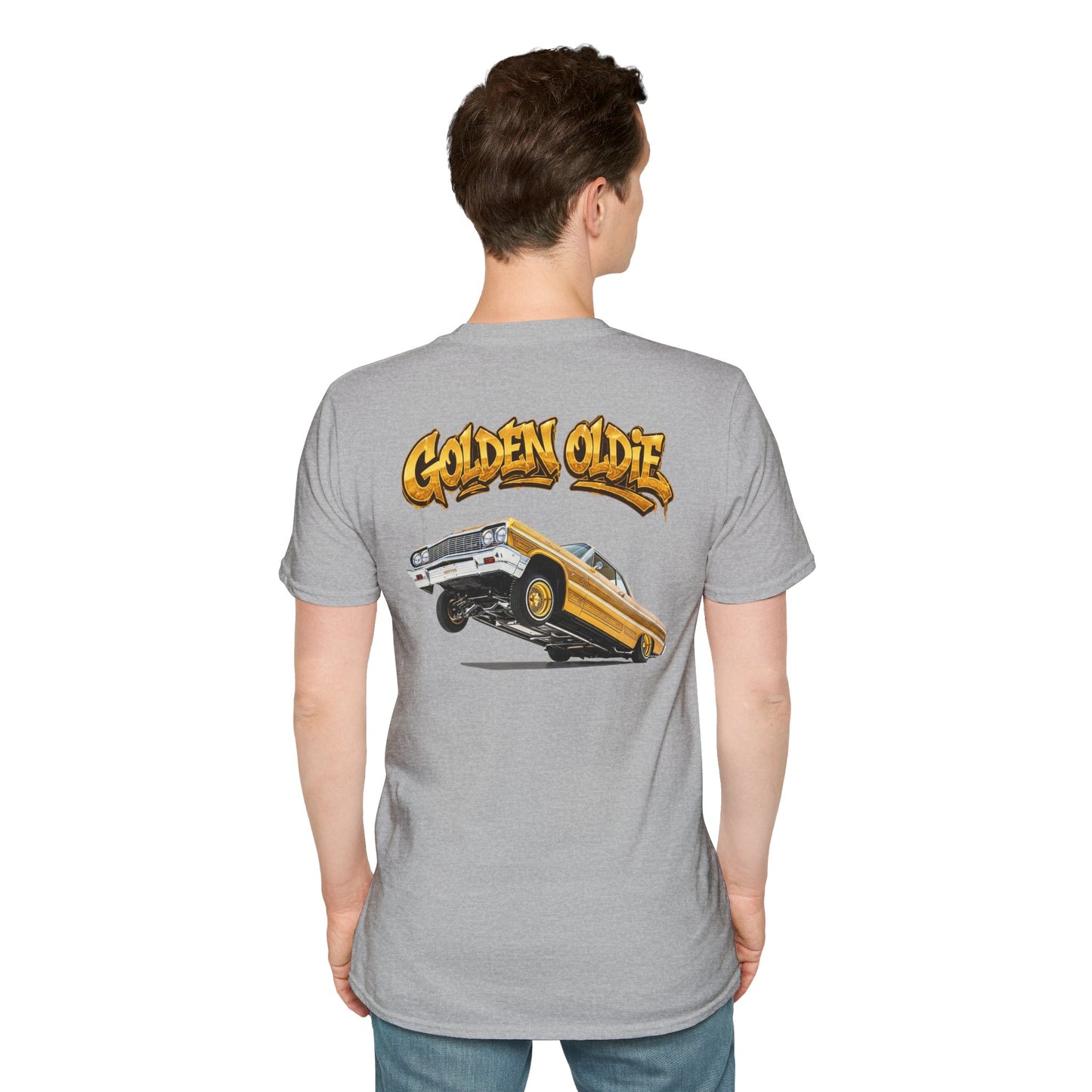 Back Print Lowrider Shirt, Golden Oldie Classic Car Tee, Vintage Car Enthusiast Shirt, Retro Auto Gift, Unisex Car Lover Tee