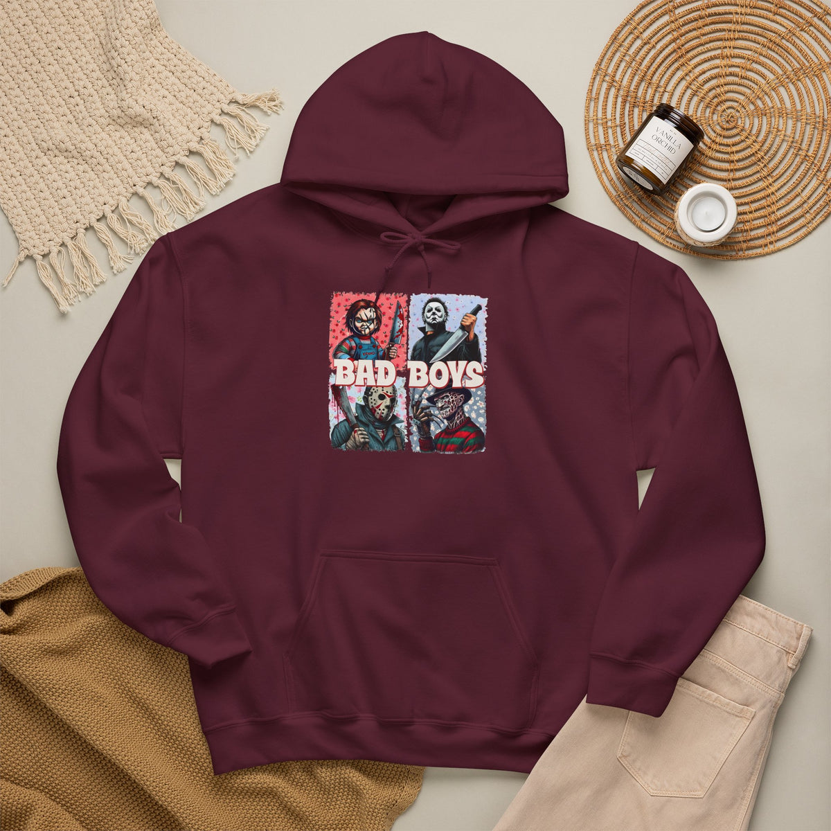 Horror Movie Villains Halloween Bad Boys Unisex Hoodie, Scary Movie Pullover, Horror Movie Sweatshirt, Halloween Costume Hoodie