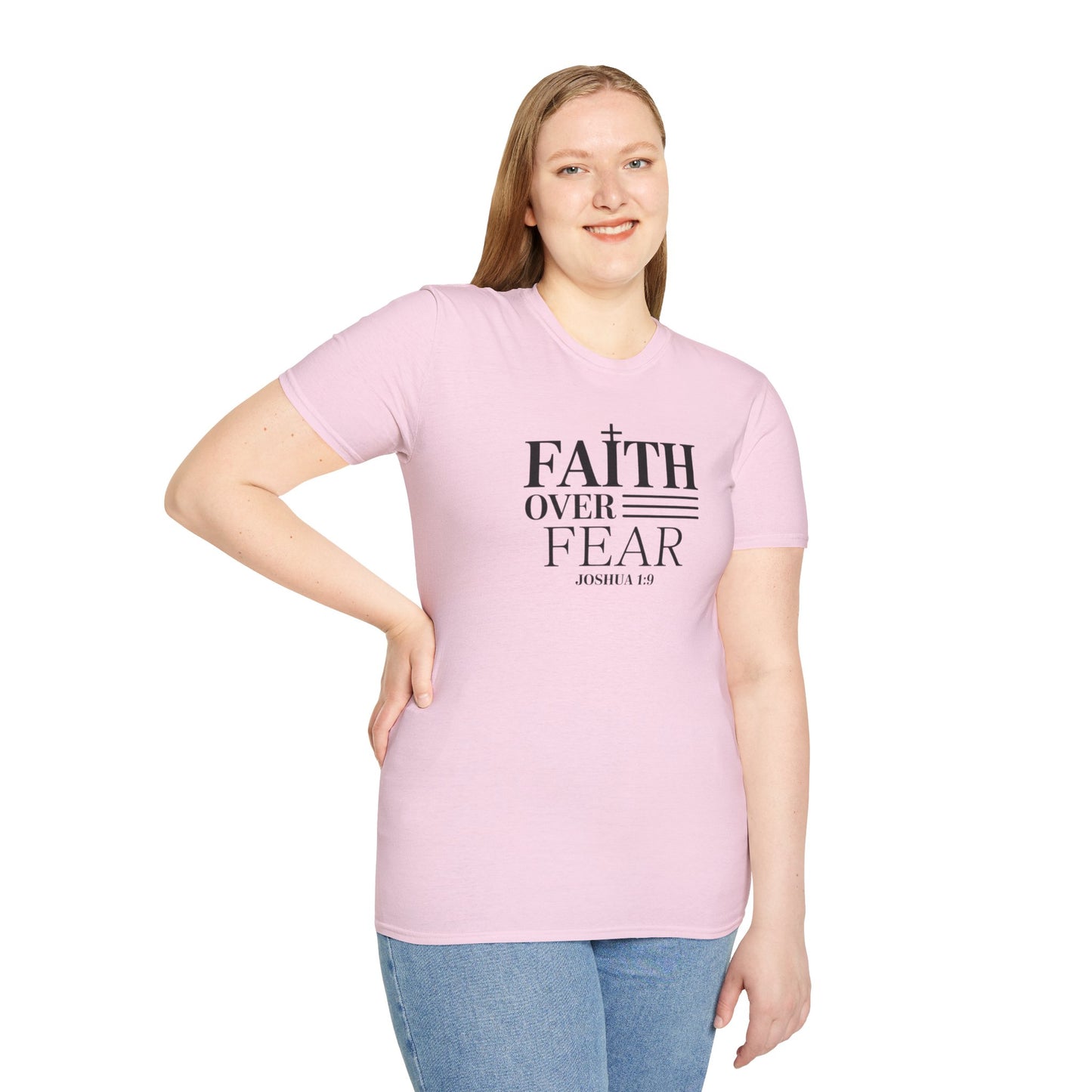 Faith Over Fear T-Shirt – Joshua 1:9 Bible Verse Shirt, Christian Inspirational Scripture Tee